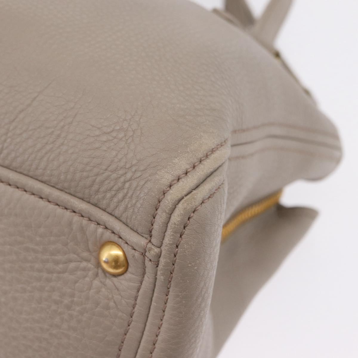Miu Miu Hand Bag Leather 2way Gray Gold Auth 167882A