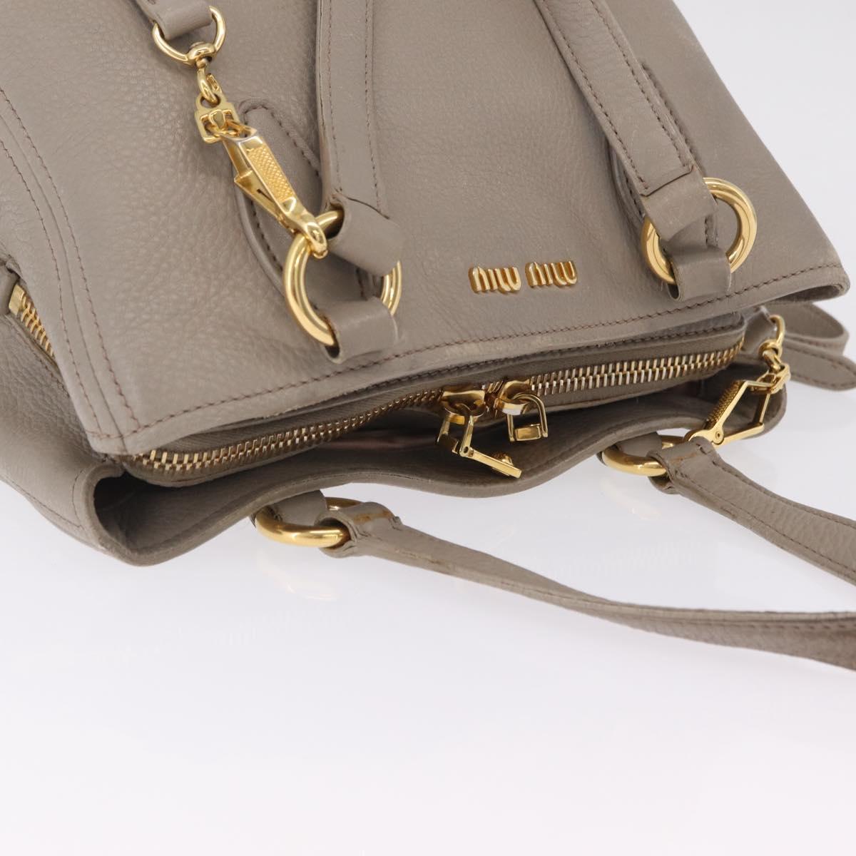 Miu Miu Hand Bag Leather 2way Gray Gold Auth 167882A