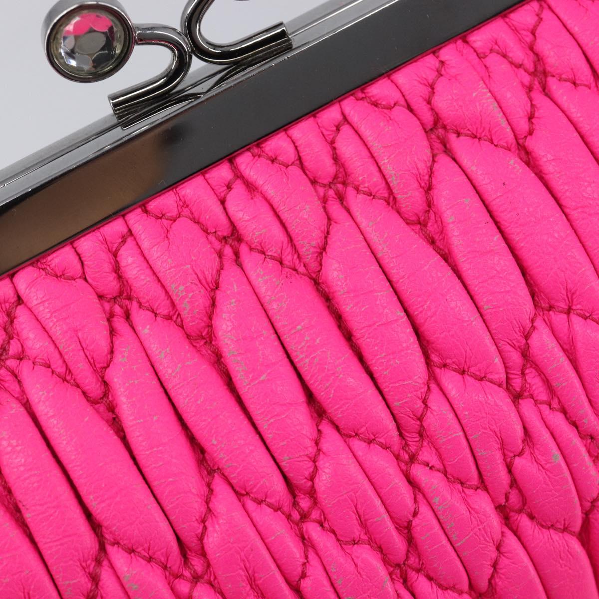 Miu Miu Matelasse Pouch Leather Pink Silver Auth 167883A