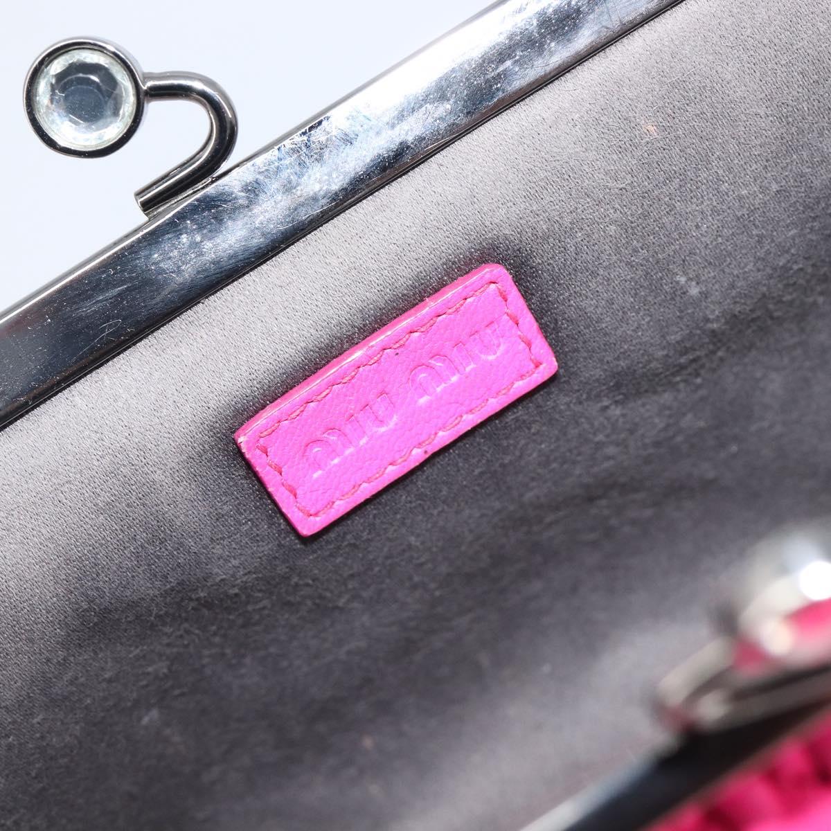 Miu Miu Matelasse Pouch Leather Pink Silver Auth 167883A