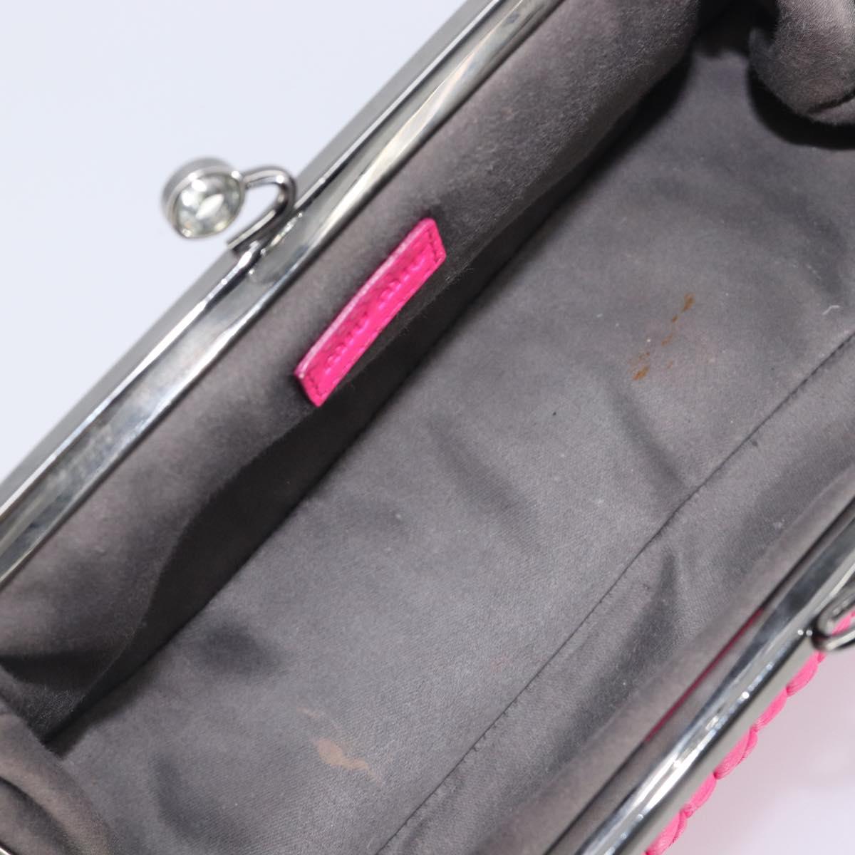 Miu Miu Matelasse Pouch Leather Pink Silver Auth 167883A