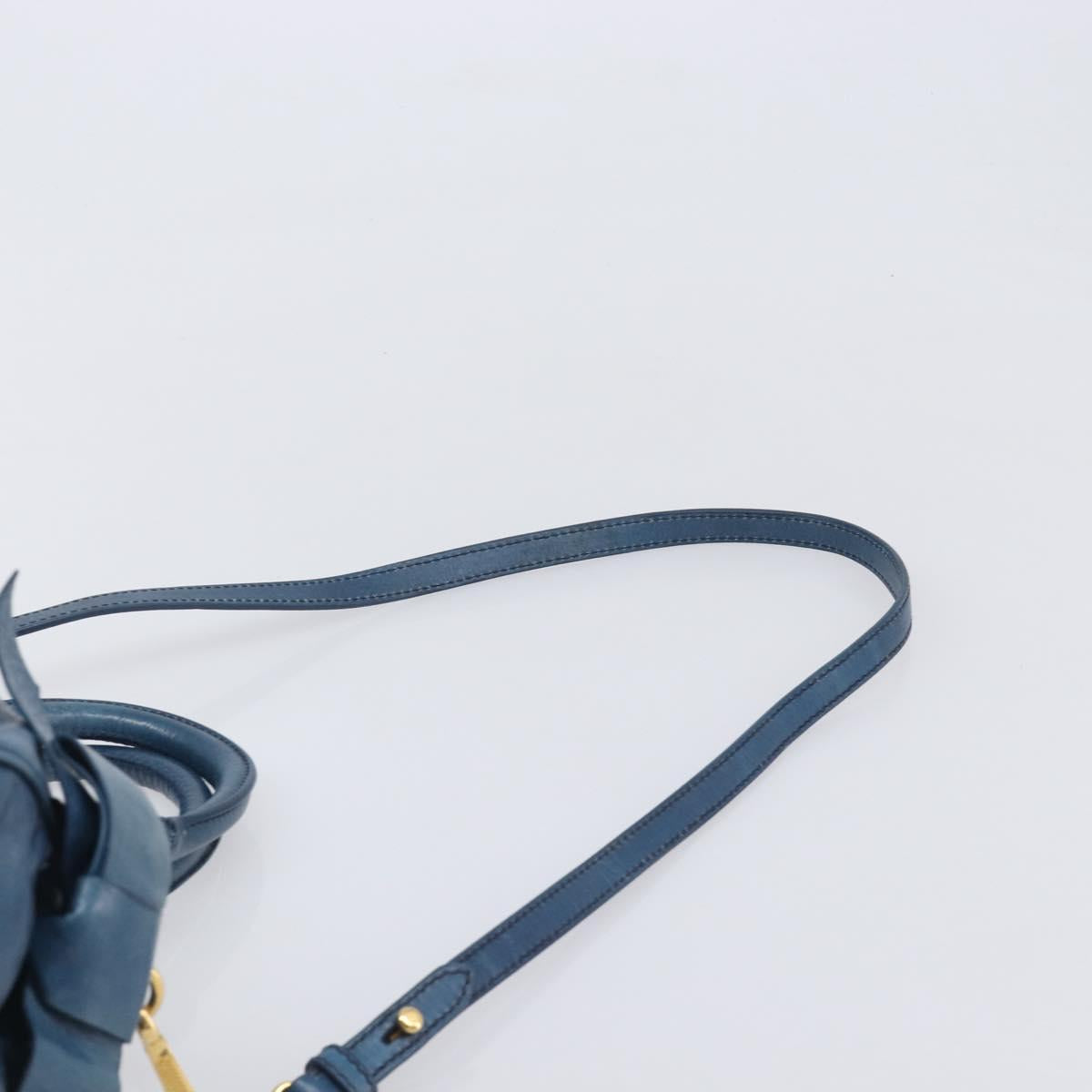 Miu Miu Hand Bag Leather 2way Blue Gold Auth 167885M