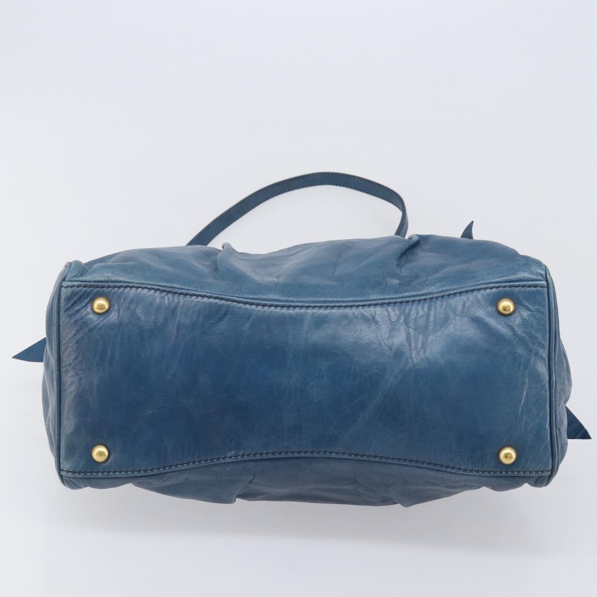 Miu Miu Hand Bag Leather 2way Blue Gold Auth 167885M