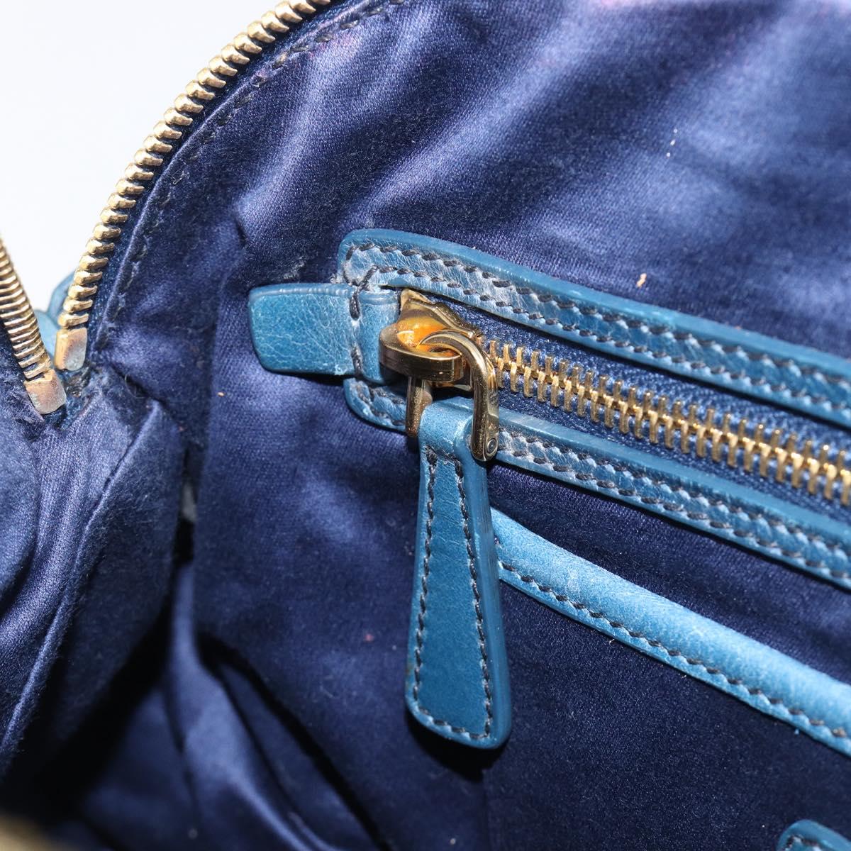 Miu Miu Hand Bag Leather 2way Blue Gold Auth 167885M