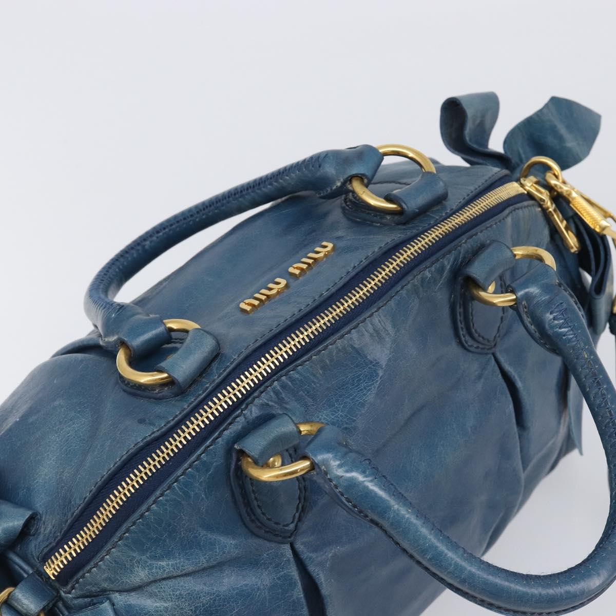 Miu Miu Hand Bag Leather 2way Blue Gold Auth 167885M