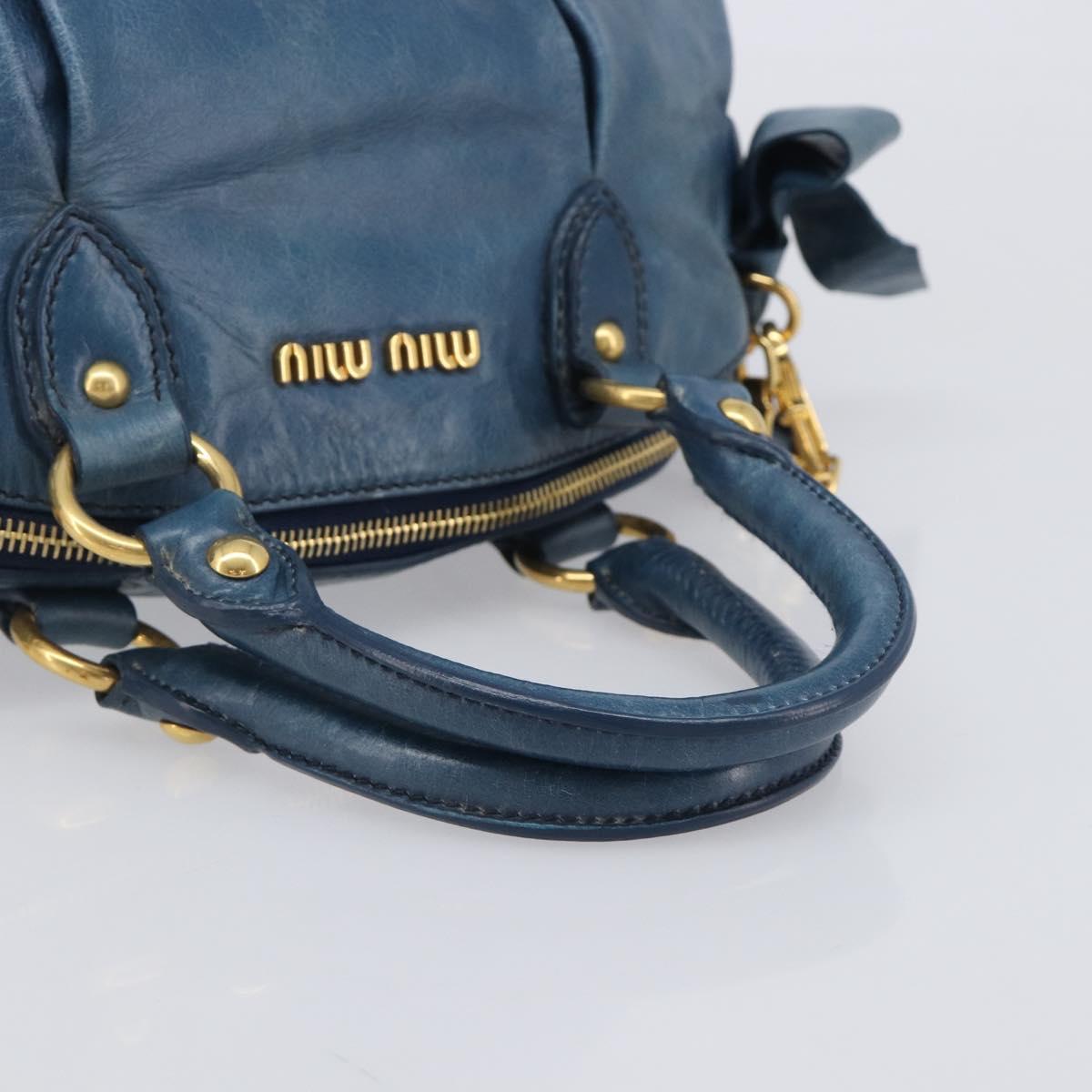 Miu Miu Hand Bag Leather 2way Blue Gold Auth 167885M