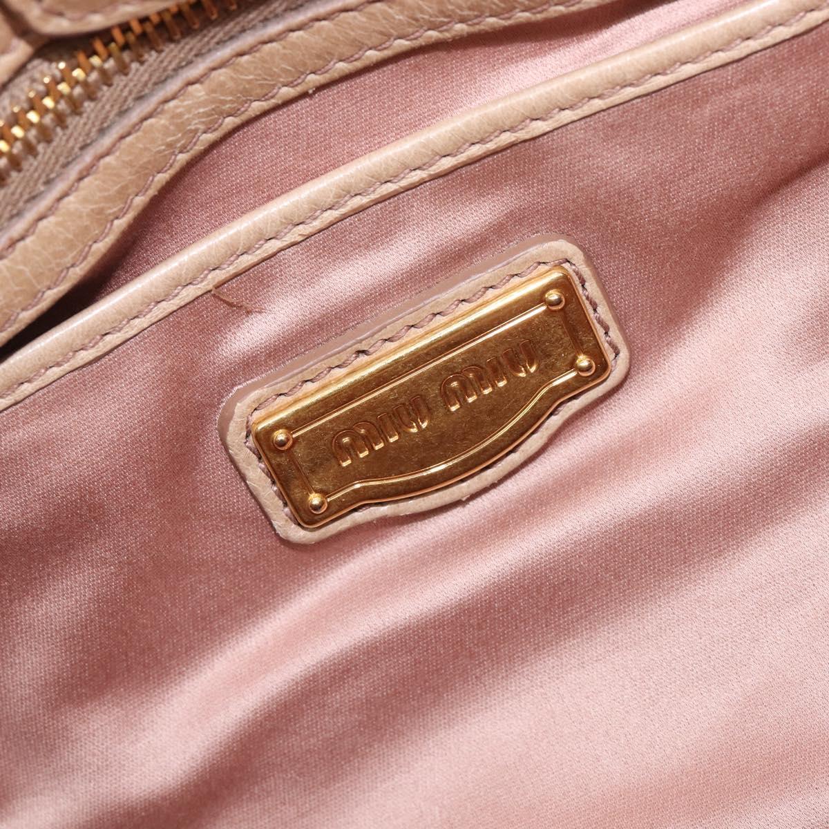Miu Miu Hand Bag Leather 2way Beige Gold Auth 167886M