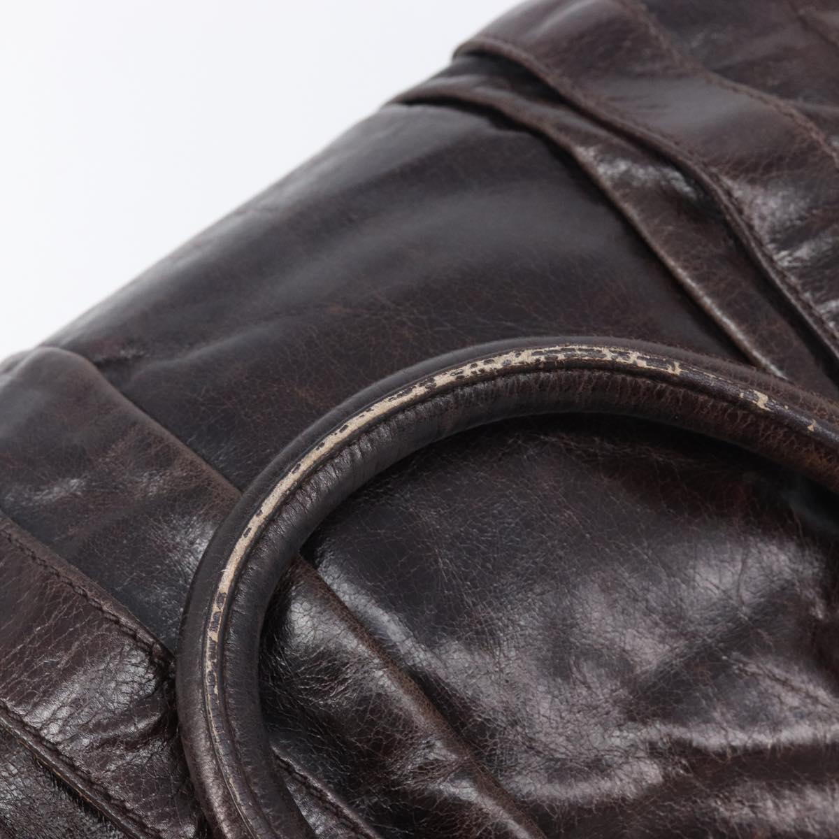 Miu Miu Hand Bag Leather 2way Brown Gold Auth 167887M