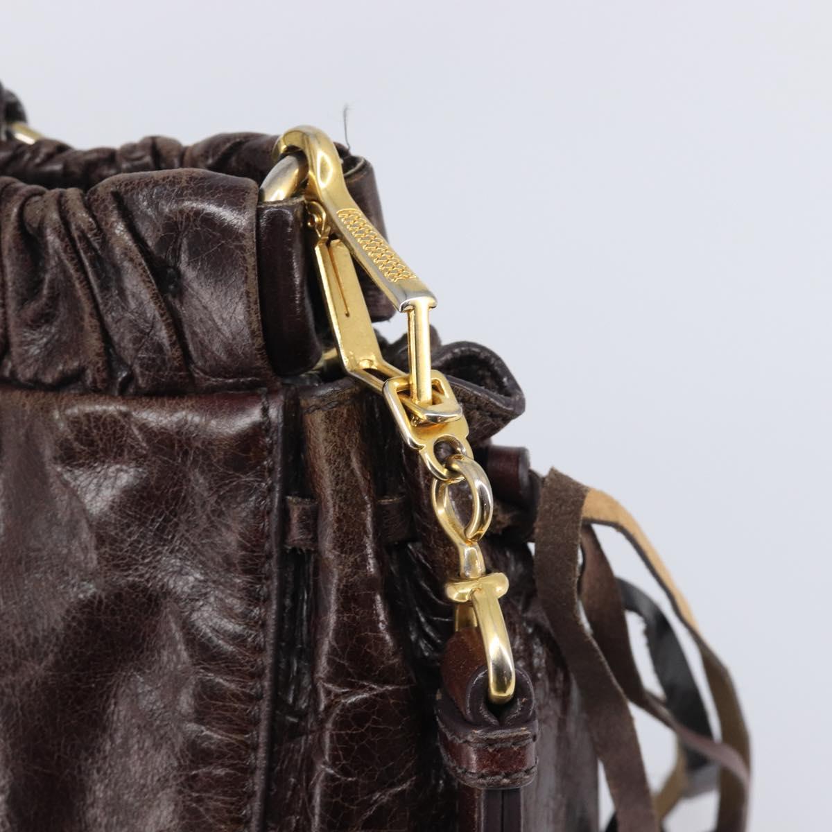 Miu Miu Hand Bag Leather 2way Brown Gold Auth 167887M