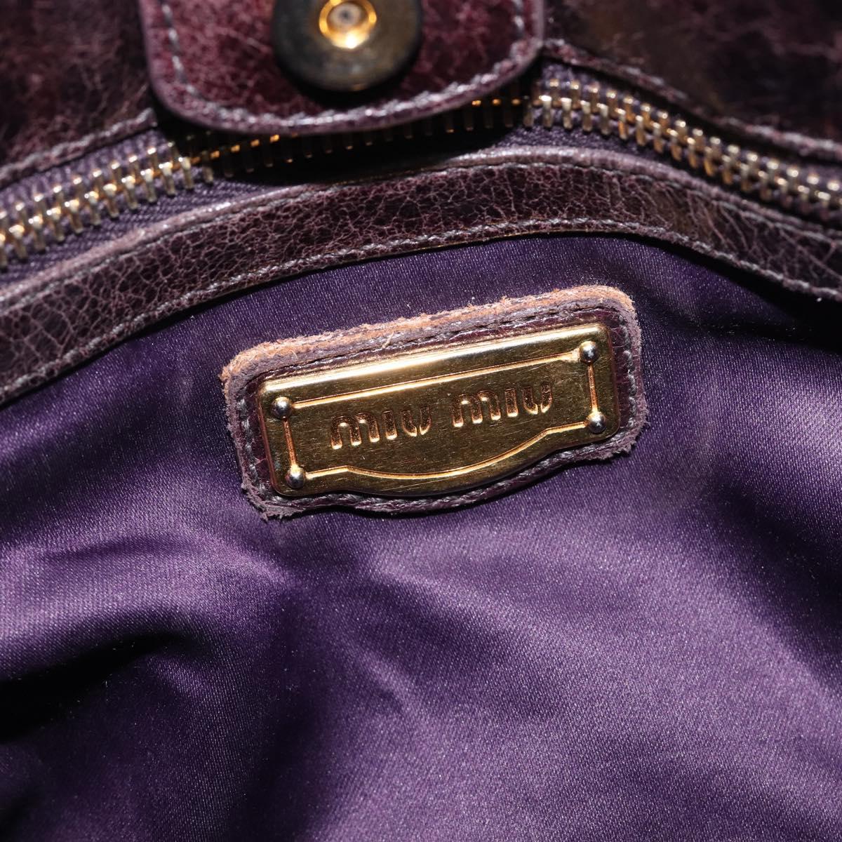 Miu Miu Hand Bag Leather 2way Brown Gold Auth 167887M