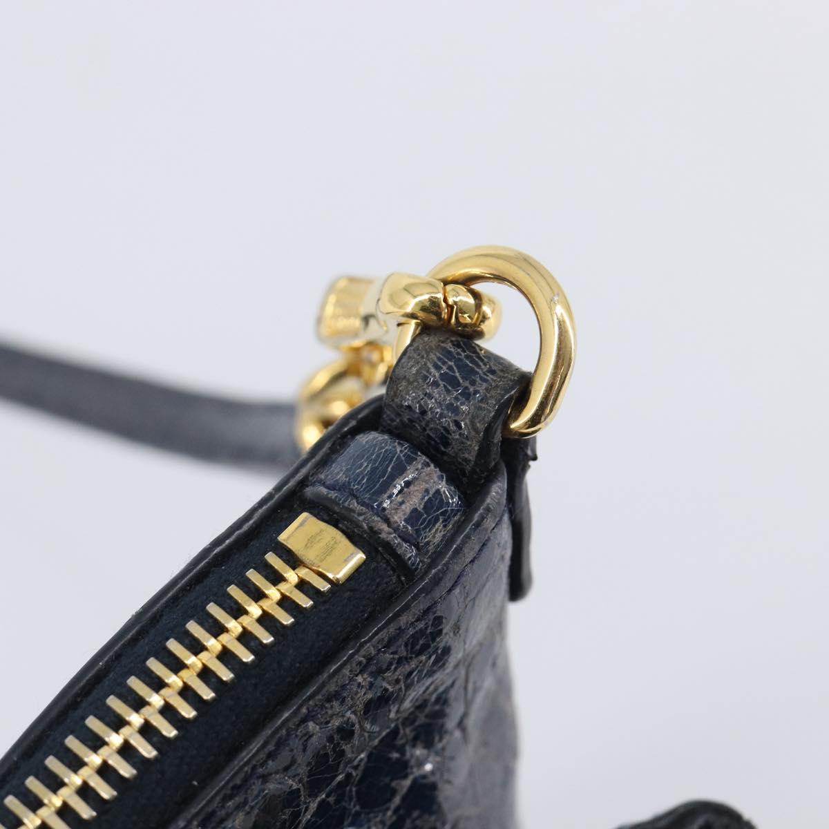 Miu Miu Shoulder Bag Leather Blue Gold Auth 167888A