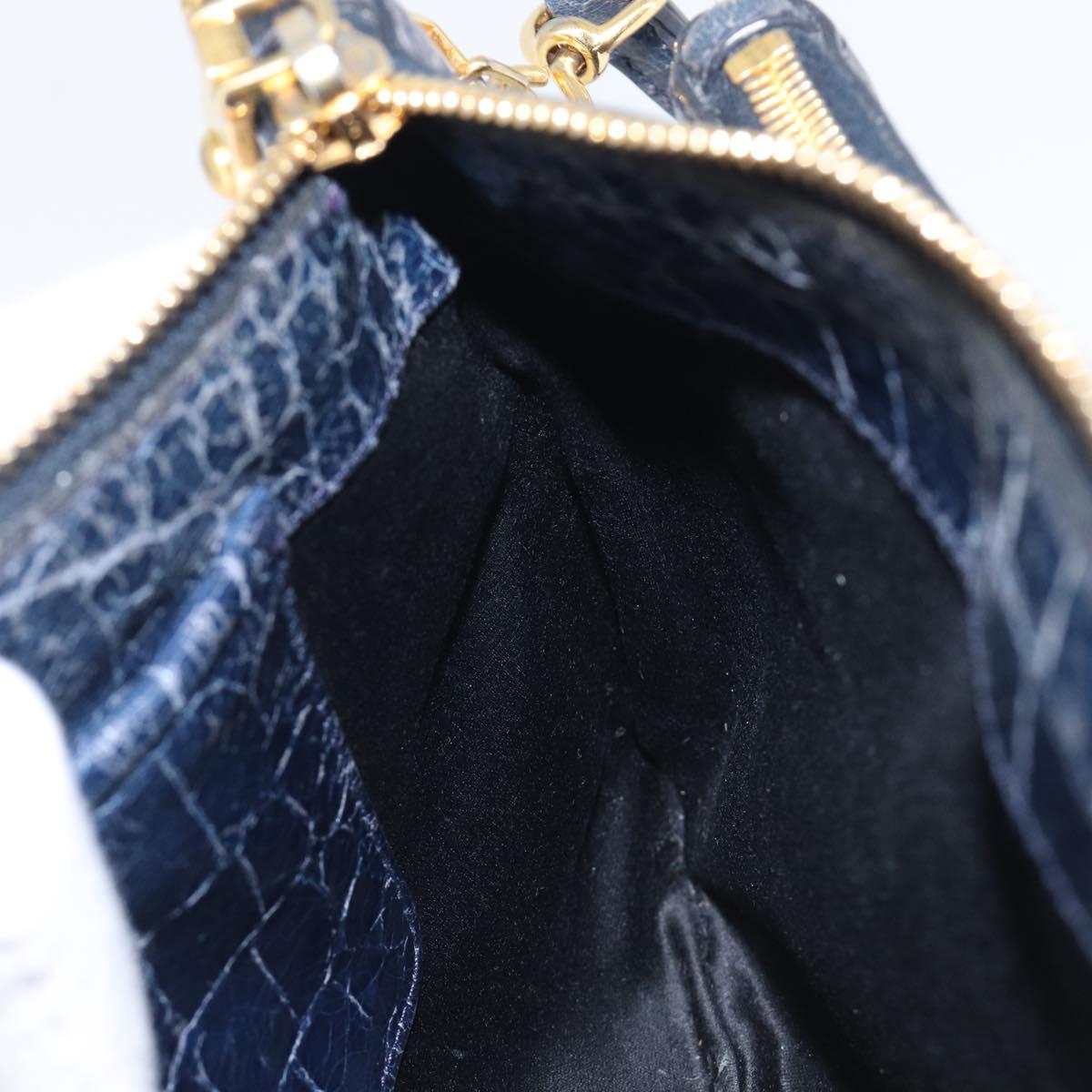 Miu Miu Shoulder Bag Leather Blue Gold Auth 167888A