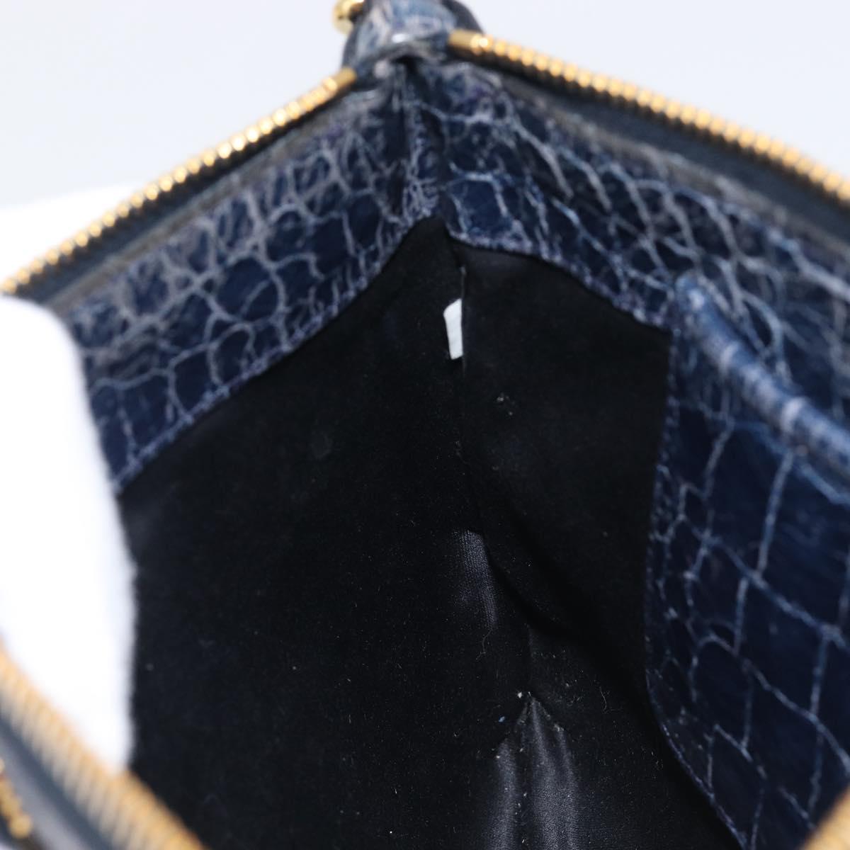 Miu Miu Shoulder Bag Leather Blue Gold Auth 167888A