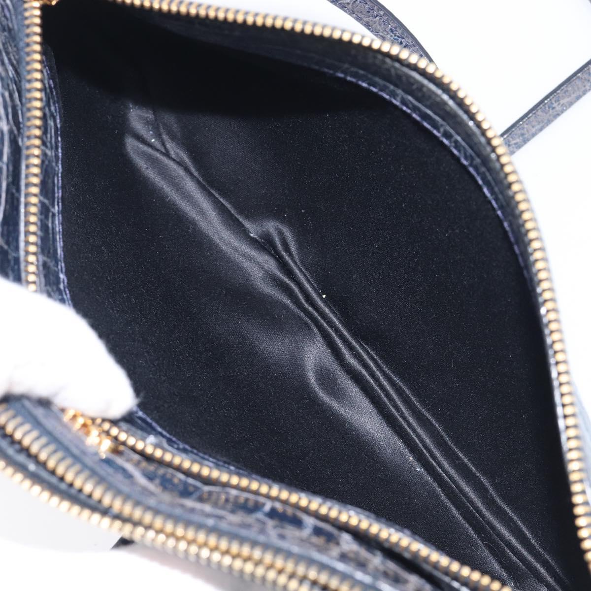 Miu Miu Shoulder Bag Leather Blue Gold Auth 167888A