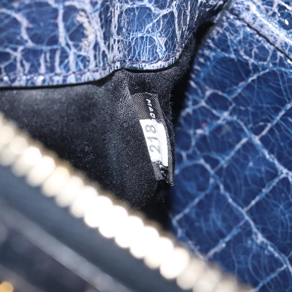 Miu Miu Shoulder Bag Leather Blue Gold Auth 167888A