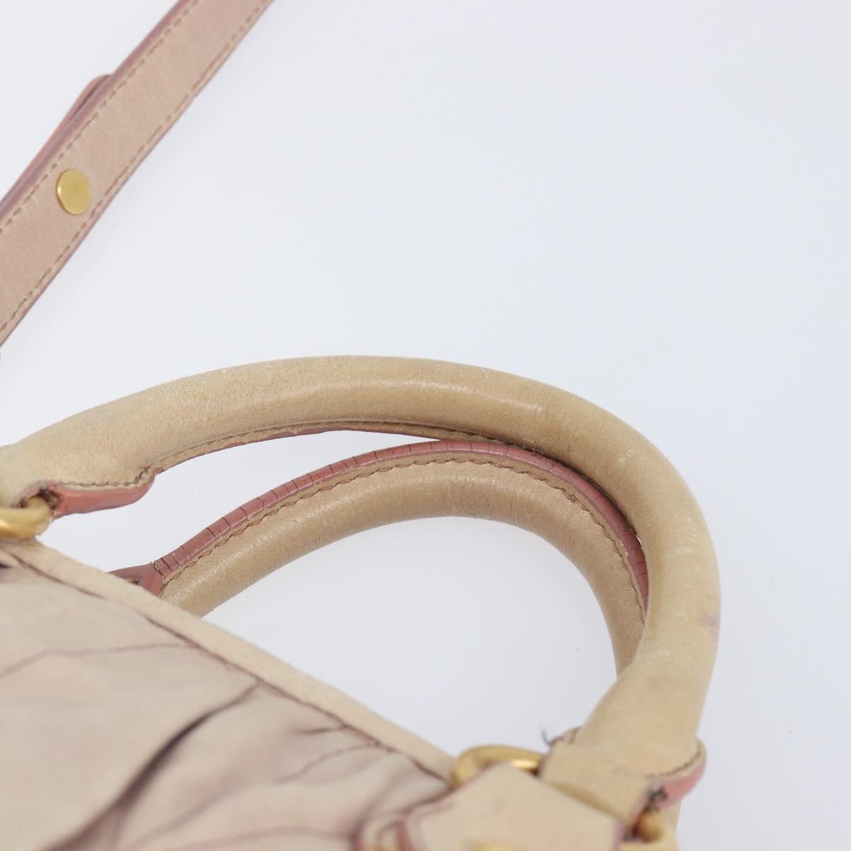 Miu Miu Hand Bag Leather 2way Pink Gold Auth 167890A