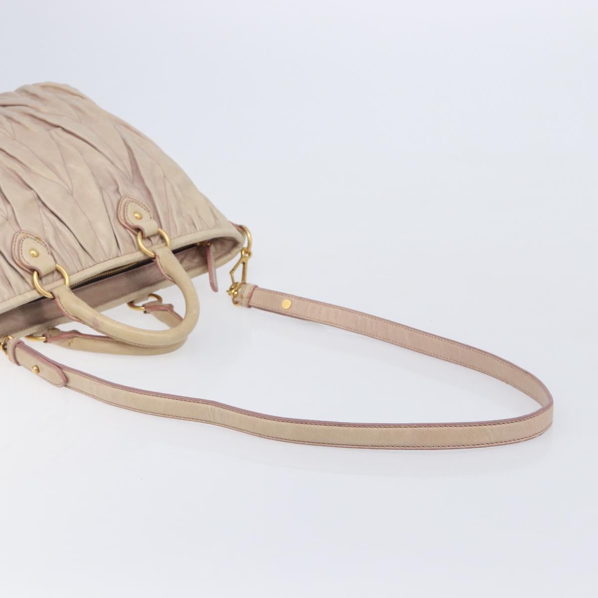 Miu Miu Hand Bag Leather 2way Pink Gold Auth 167890A