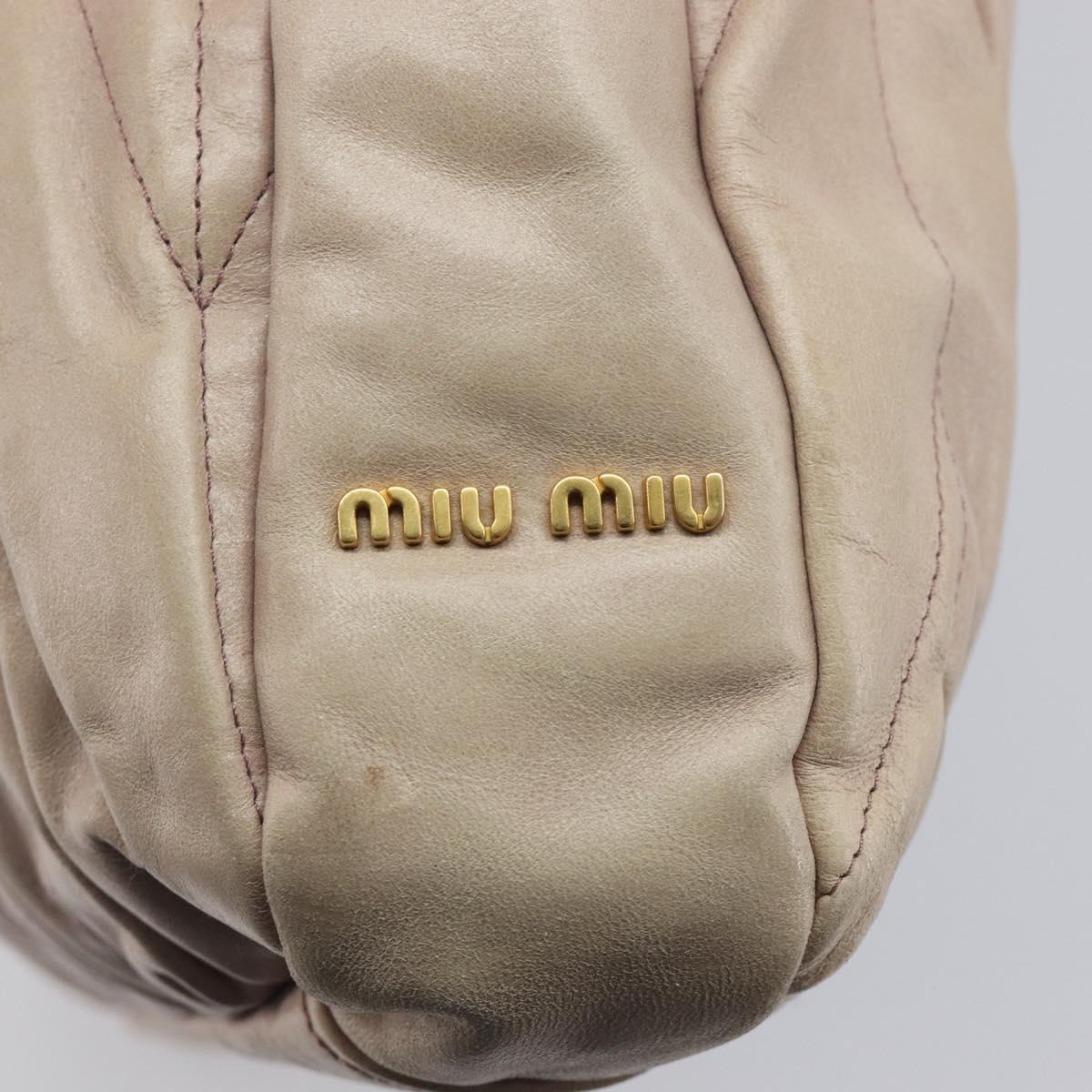 Miu Miu Hand Bag Leather 2way Pink Gold Auth 167890A
