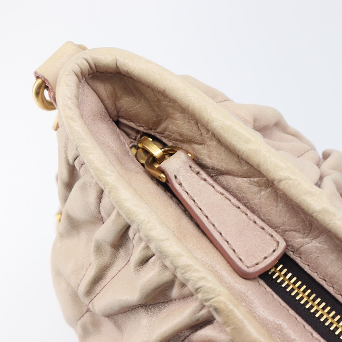 Miu Miu Hand Bag Leather 2way Pink Gold Auth 167890A