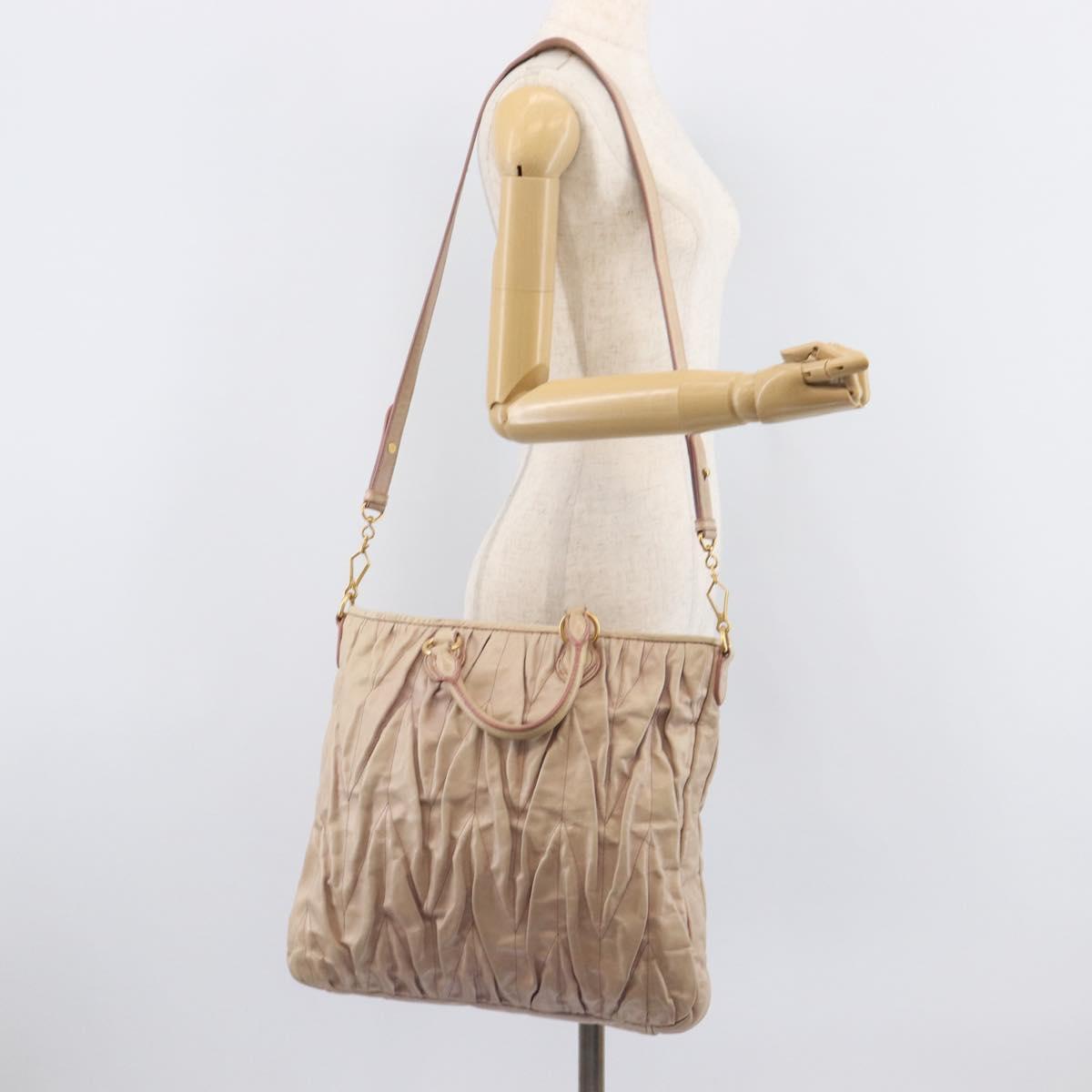 Miu Miu Hand Bag Leather 2way Pink Gold Auth 167890A