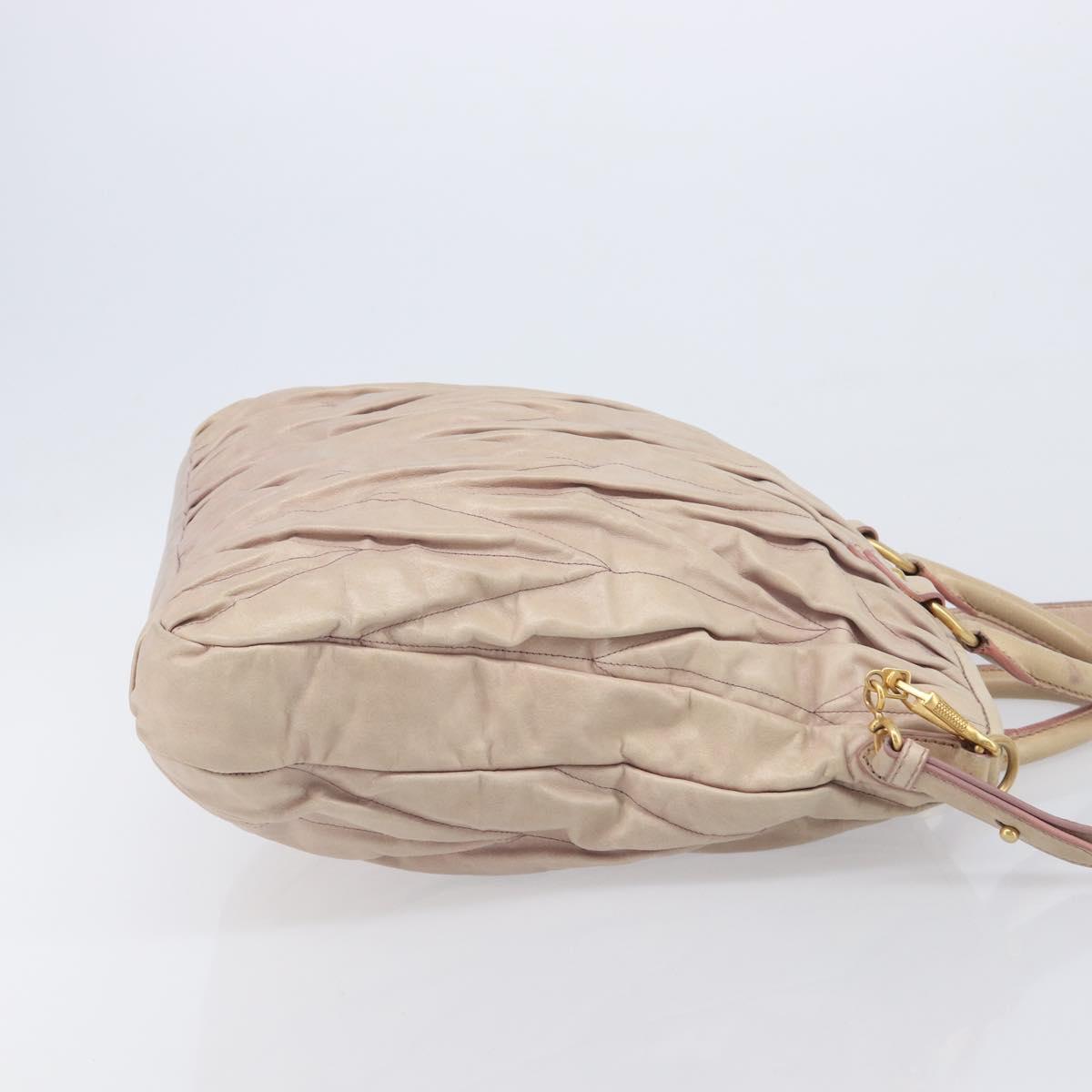 Miu Miu Hand Bag Leather 2way Pink Gold Auth 167890A