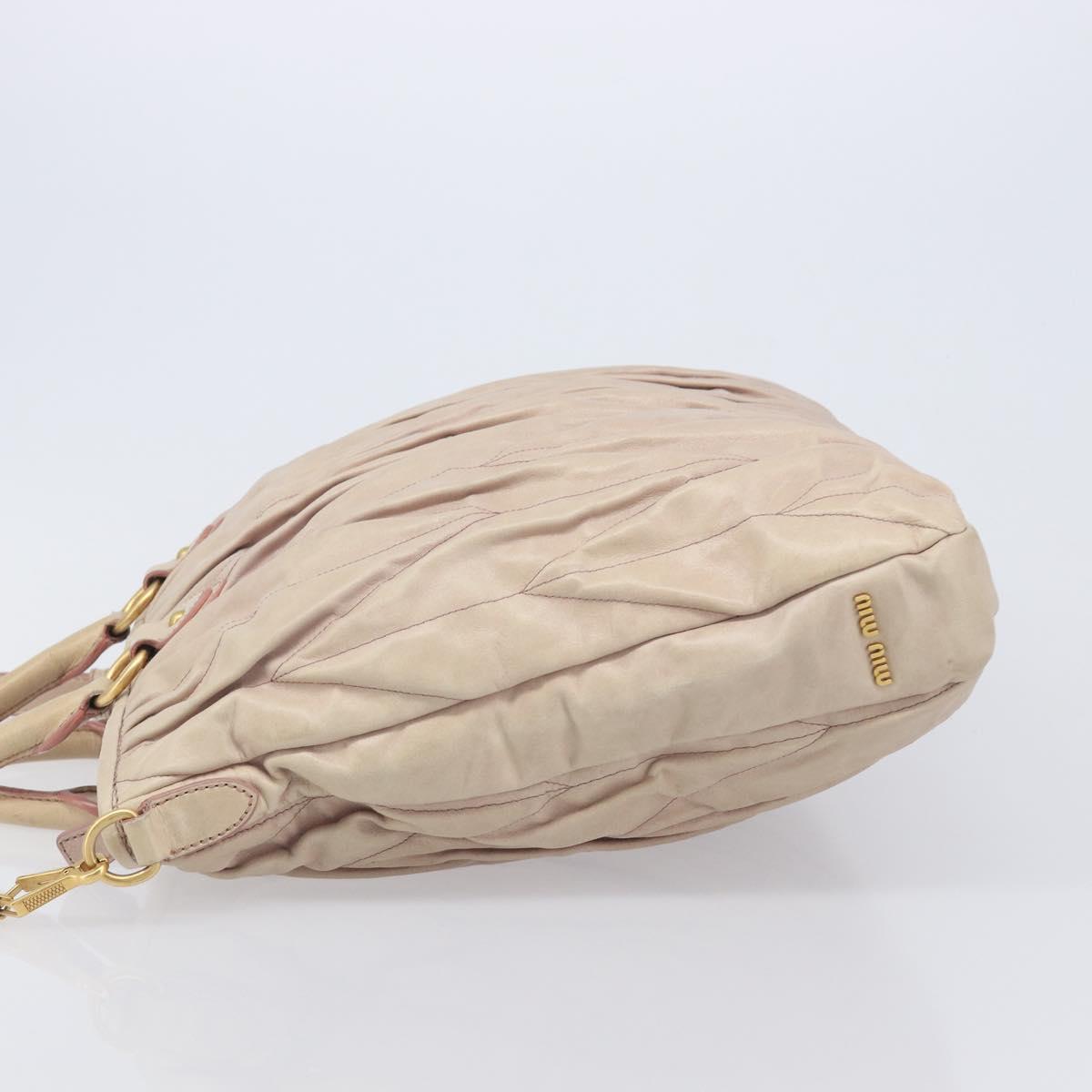 Miu Miu Hand Bag Leather 2way Pink Gold Auth 167890A