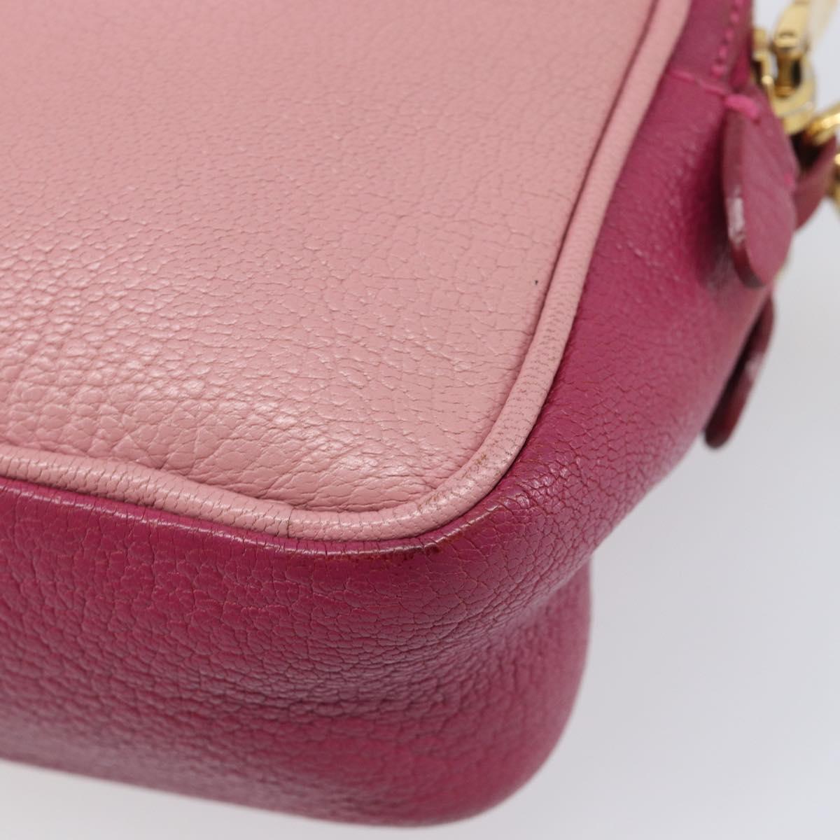 Miu Miu Shoulder Bag Leather Pink Gold Auth 167891A