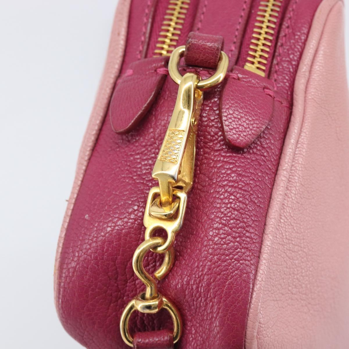 Miu Miu Shoulder Bag Leather Pink Gold Auth 167891A
