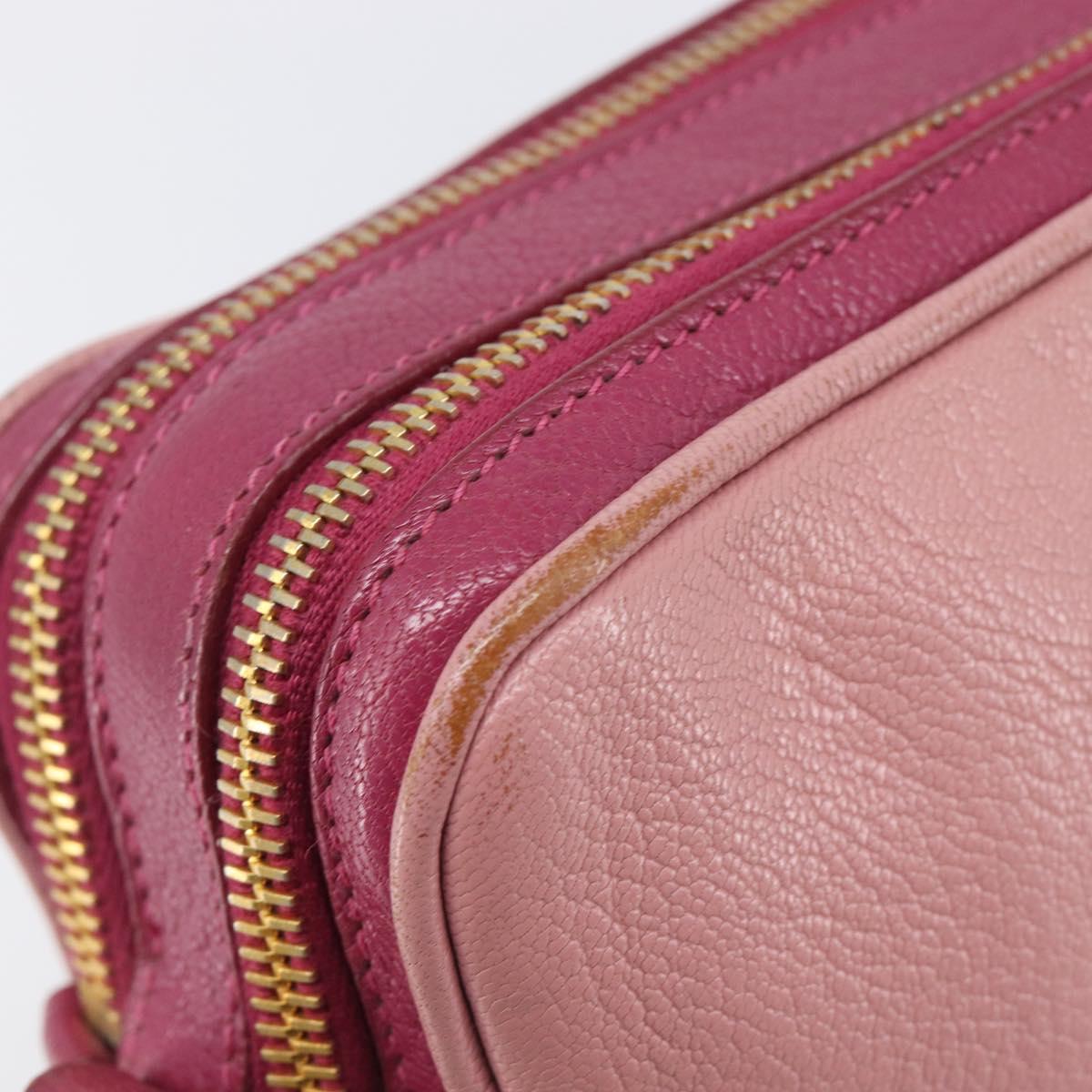 Miu Miu Shoulder Bag Leather Pink Gold Auth 167891A