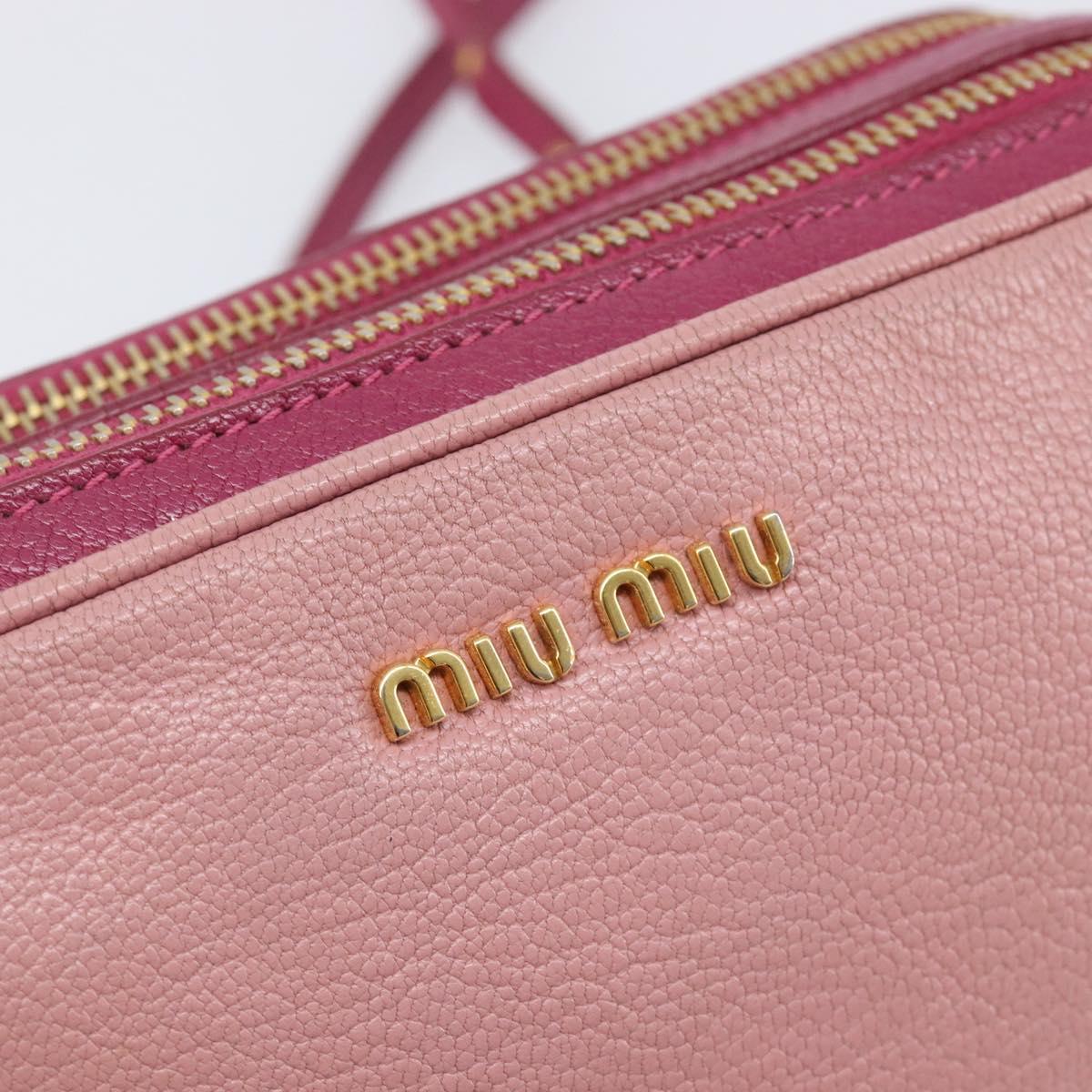 Miu Miu Shoulder Bag Leather Pink Gold Auth 167891A