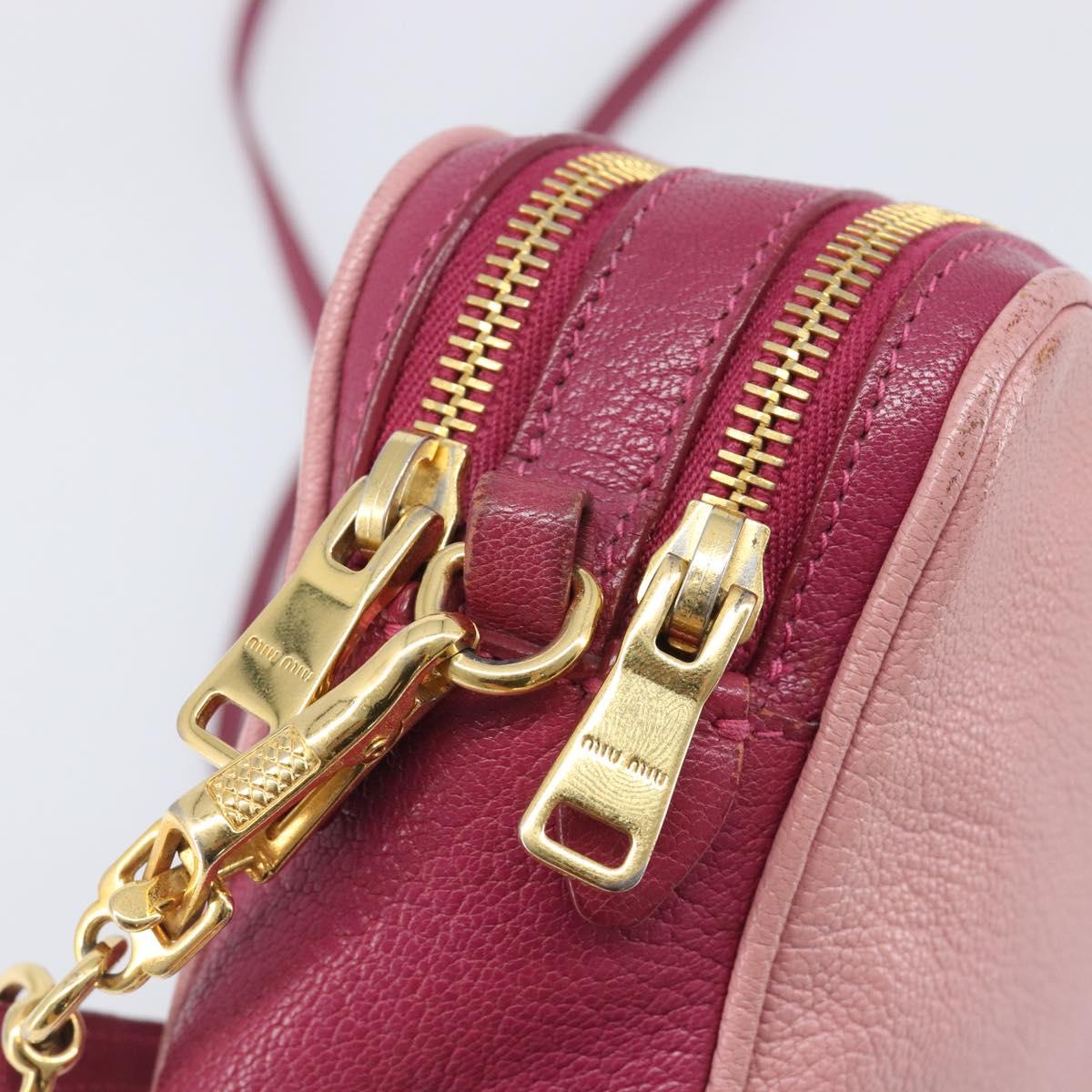 Miu Miu Shoulder Bag Leather Pink Gold Auth 167891A