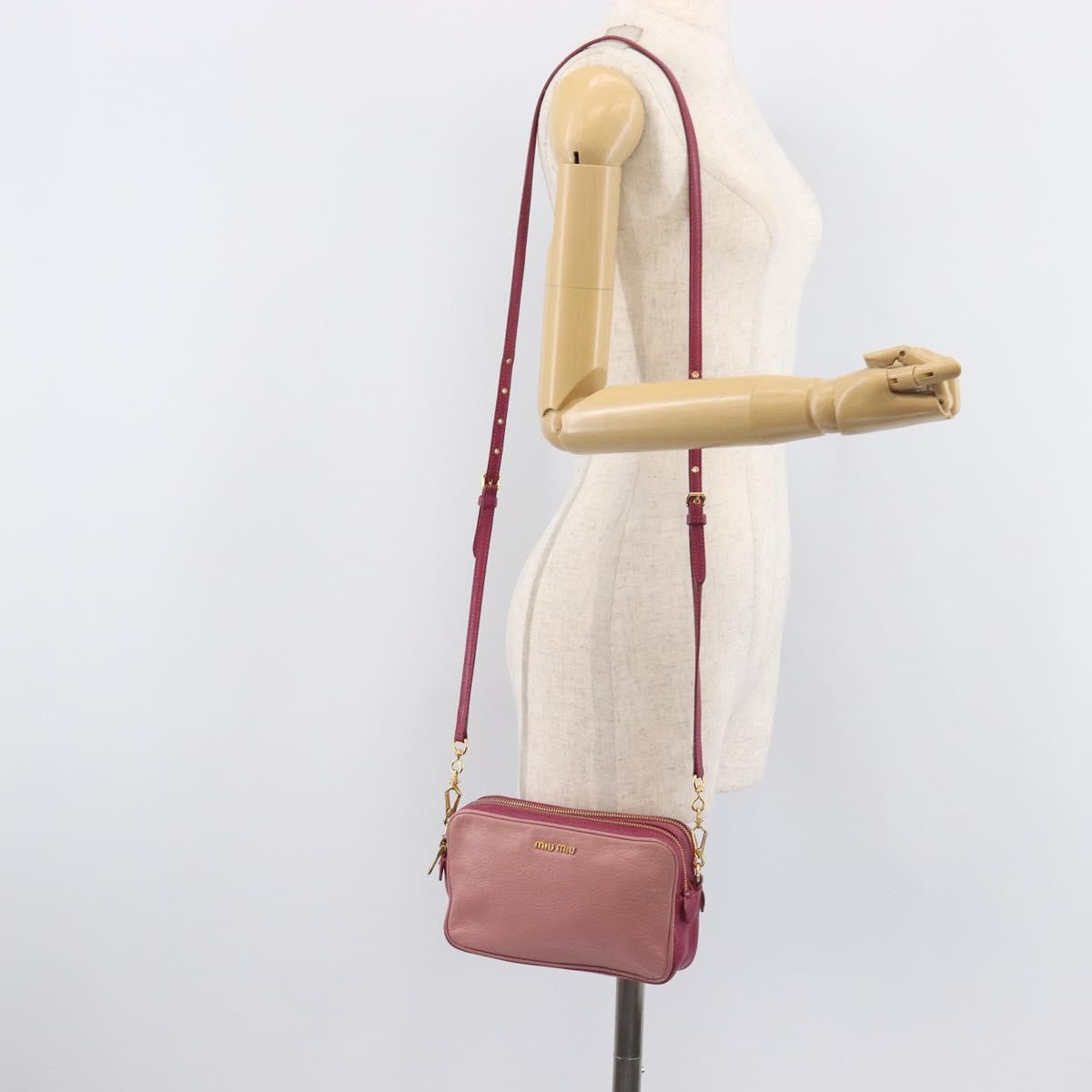 Miu Miu Shoulder Bag Leather Pink Gold Auth 167891A