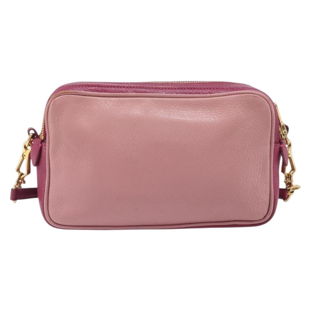 Miu Miu Shoulder Bag Leather Pink Gold Auth 167891A
