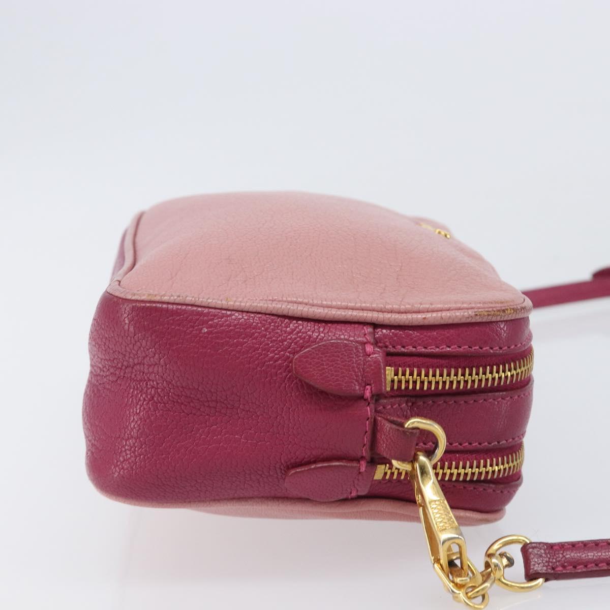 Miu Miu Shoulder Bag Leather Pink Gold Auth 167891A