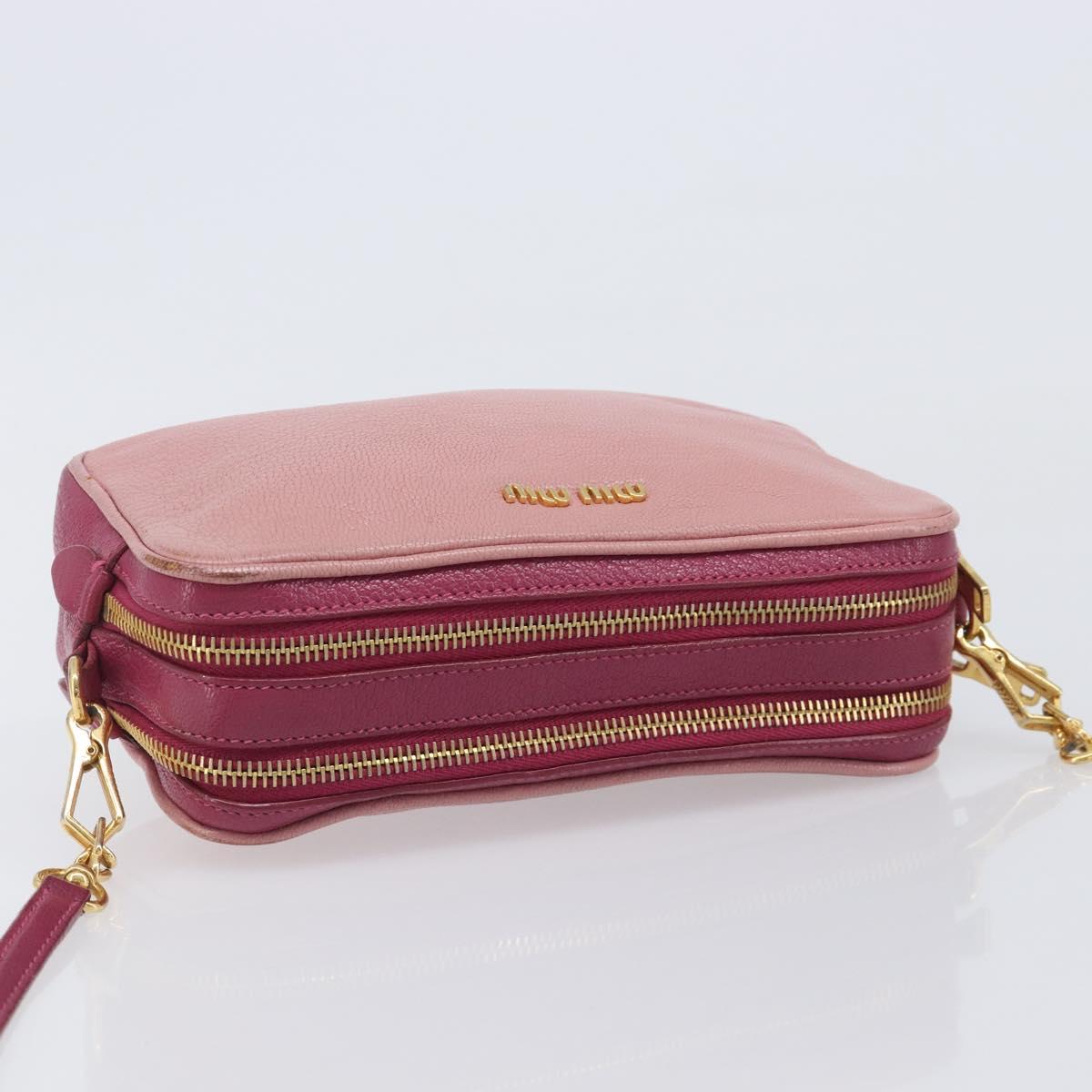 Miu Miu Shoulder Bag Leather Pink Gold Auth 167891A
