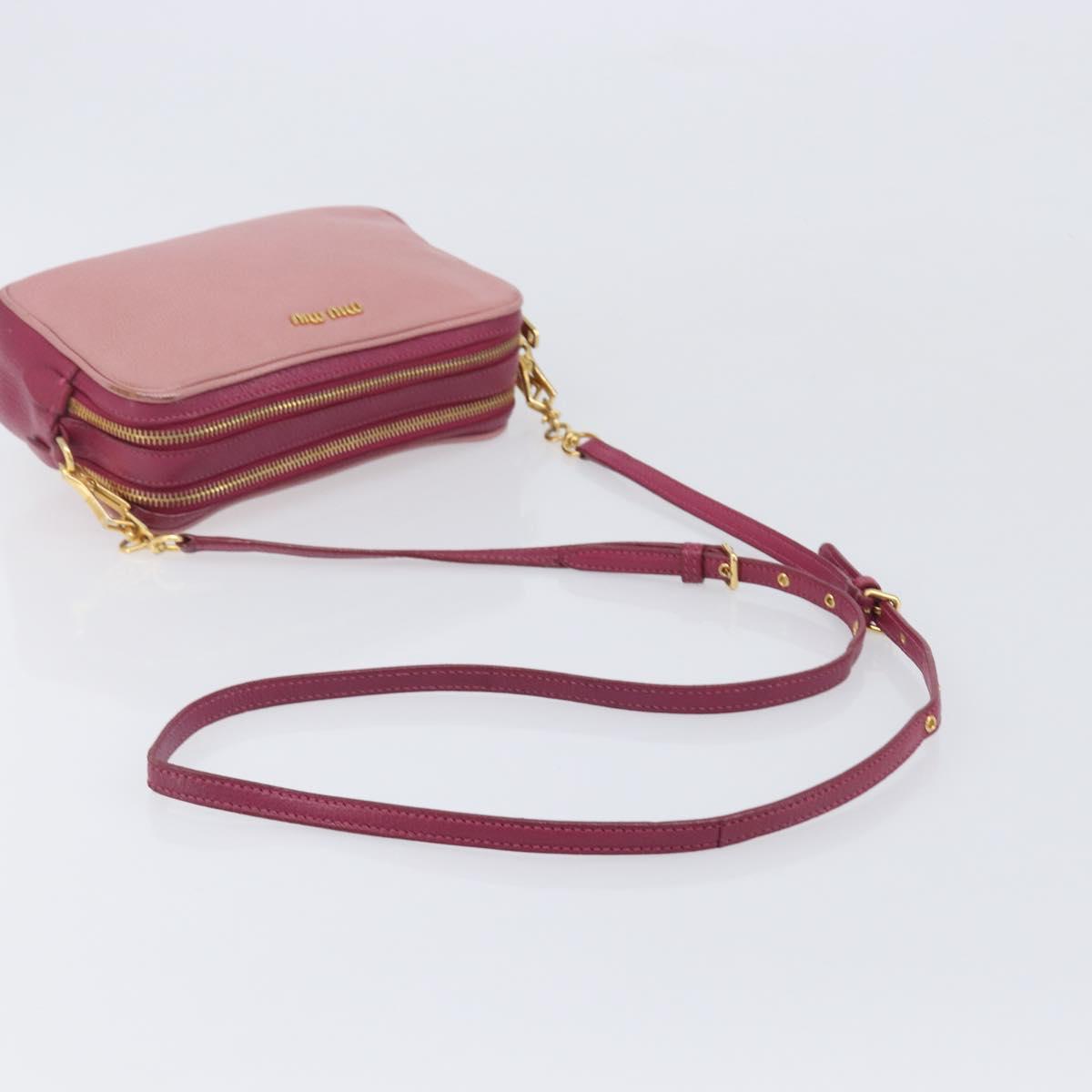 Miu Miu Shoulder Bag Leather Pink Gold Auth 167891A