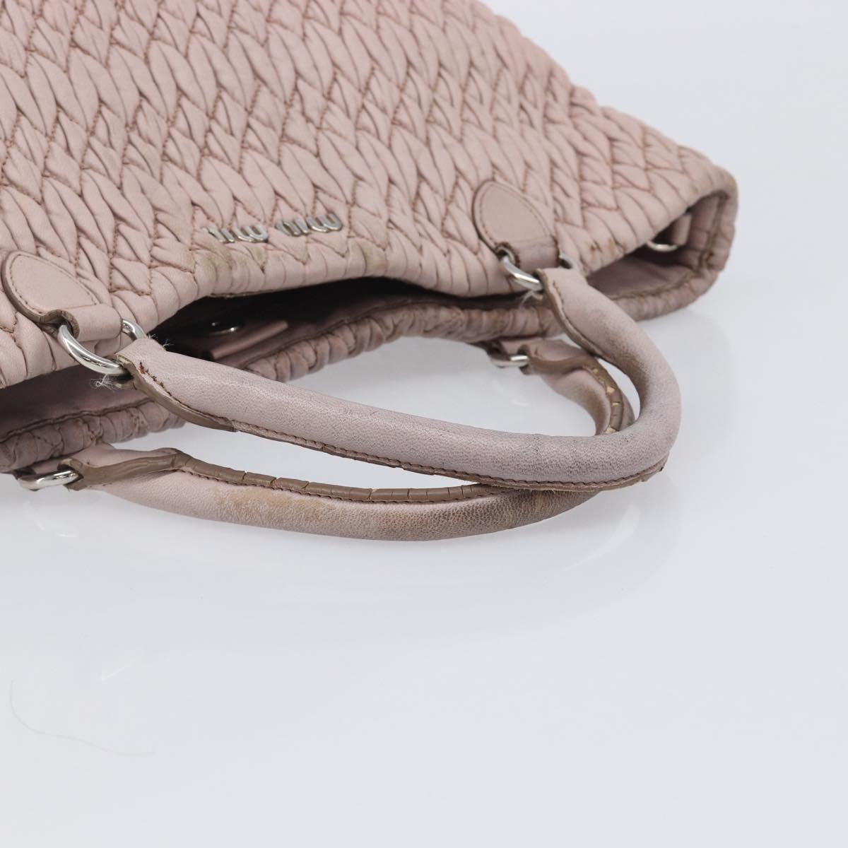 Miu Miu Matelasse Hand Bag Leather Pink Silver Auth 167892
