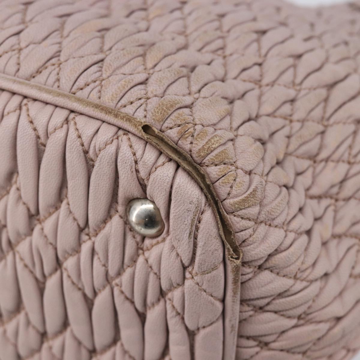 Miu Miu Matelasse Hand Bag Leather Pink Silver Auth 167892