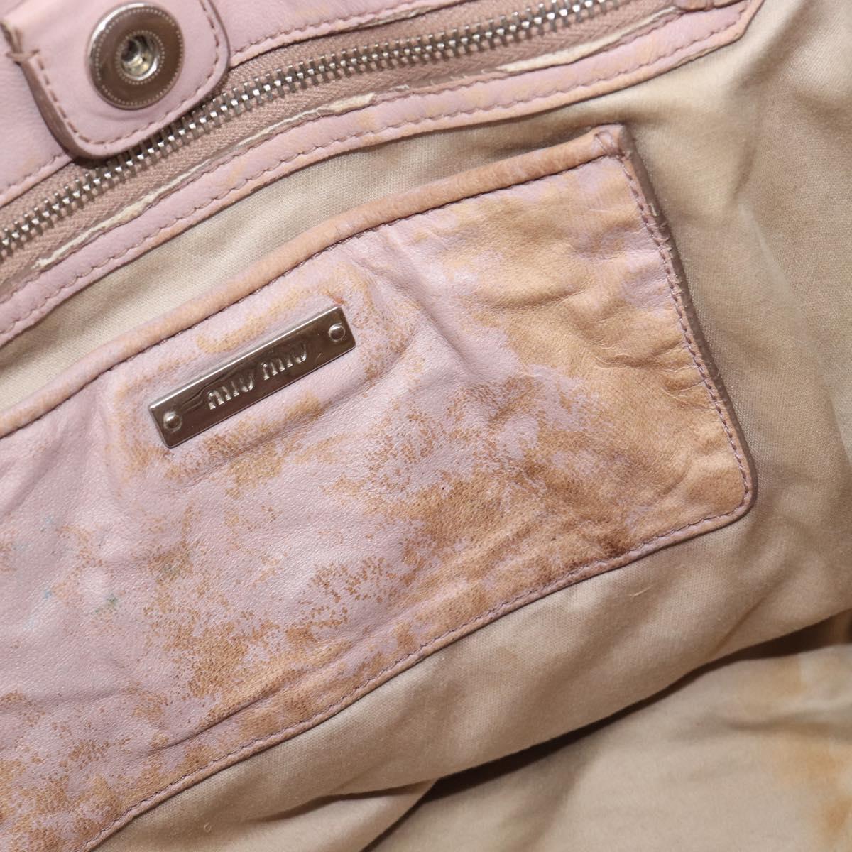 Miu Miu Matelasse Hand Bag Leather Pink Silver Auth 167892
