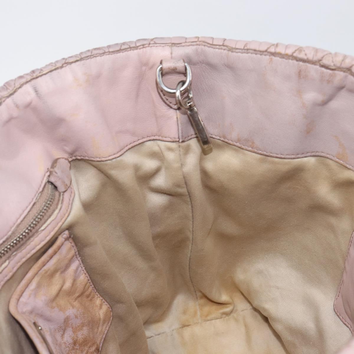 Miu Miu Matelasse Hand Bag Leather Pink Silver Auth 167892