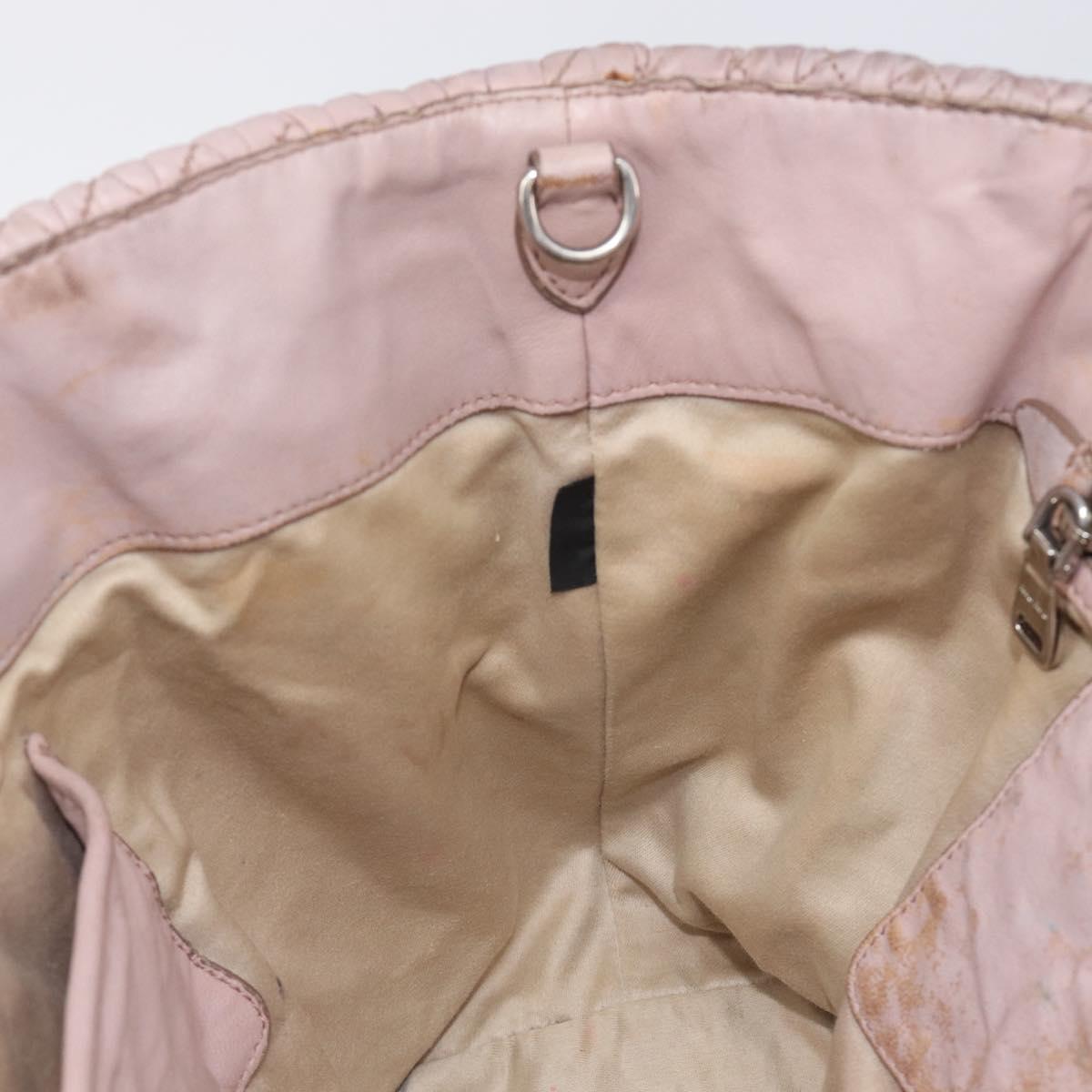 Miu Miu Matelasse Hand Bag Leather Pink Silver Auth 167892