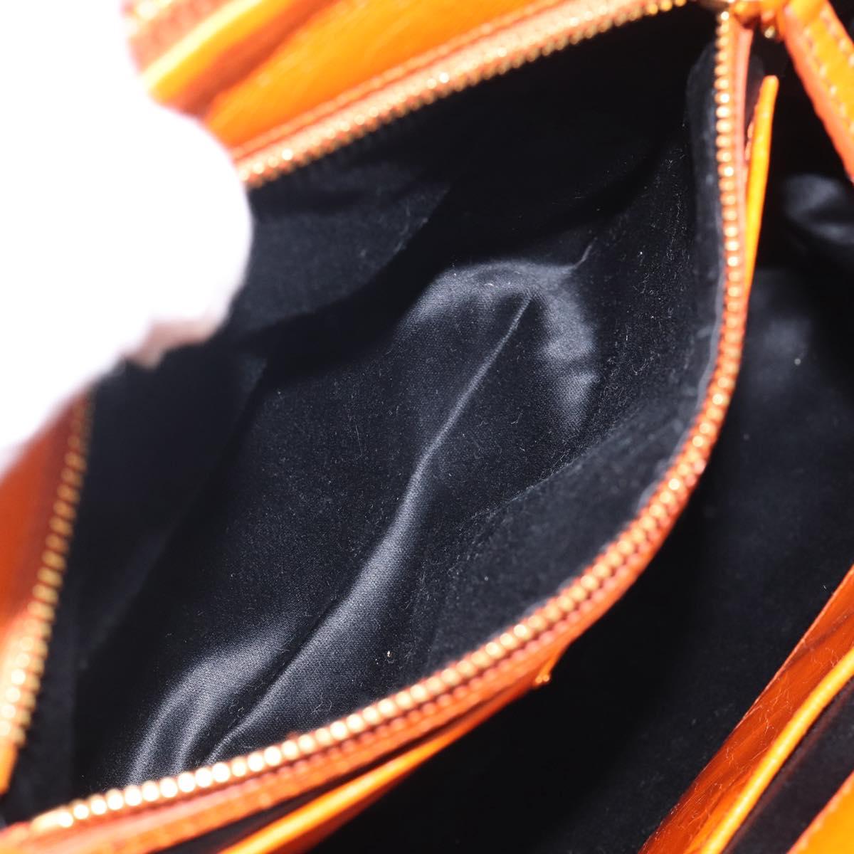 Miu Miu Matelasse Hand Bag Leather 2way Orange Gold Auth 167896A