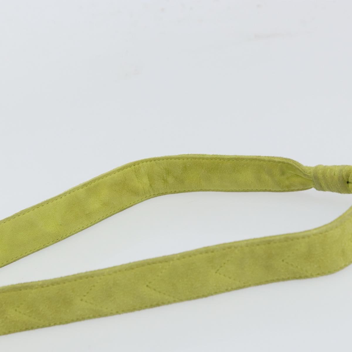 CHANEL V Stitch Shoulder Bag Suede Green Gold CC Auth 167900