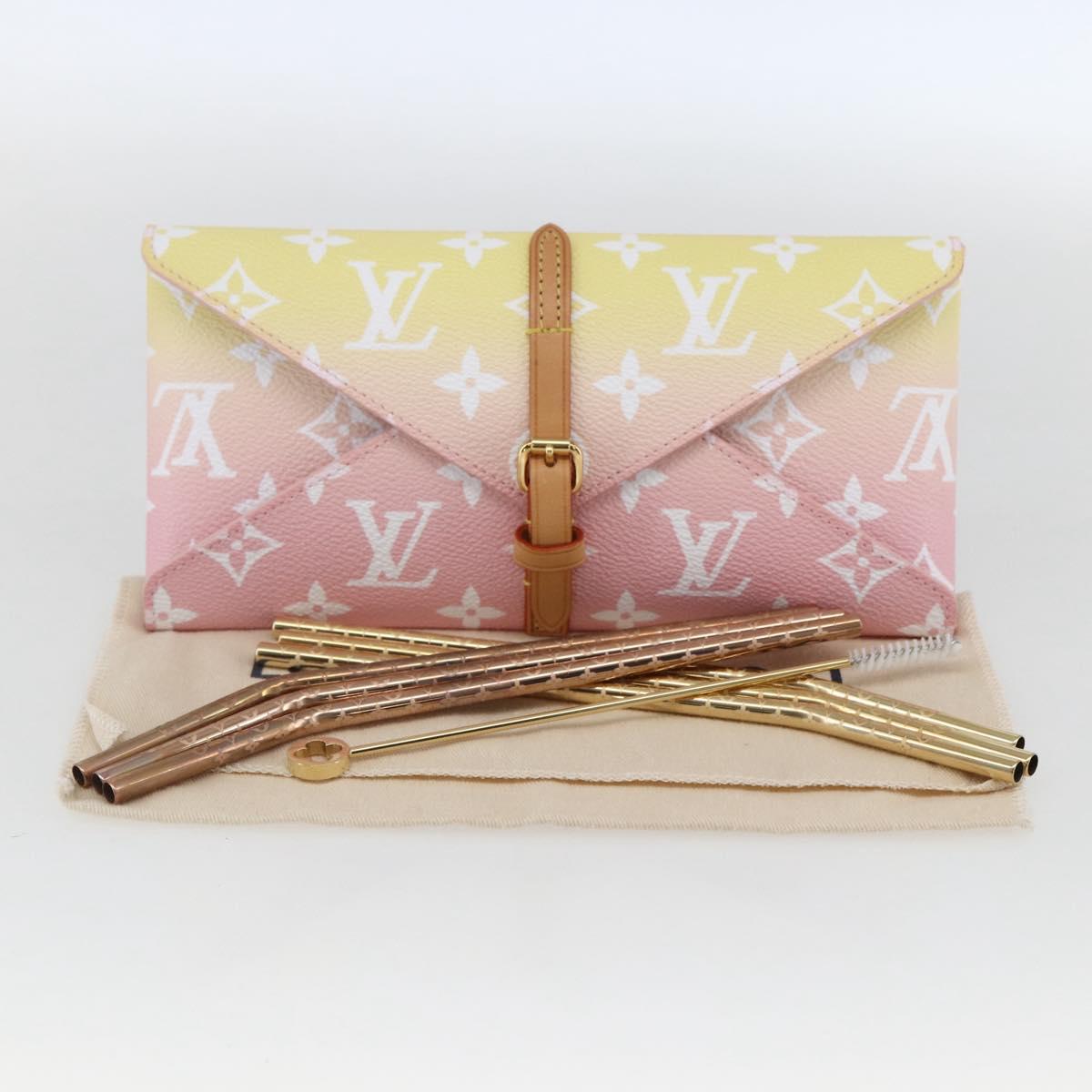 LOUIS VUITTON Monogram Etoui 6 Pailles Pouch Pink GI0621 LV Auth 167902SAM