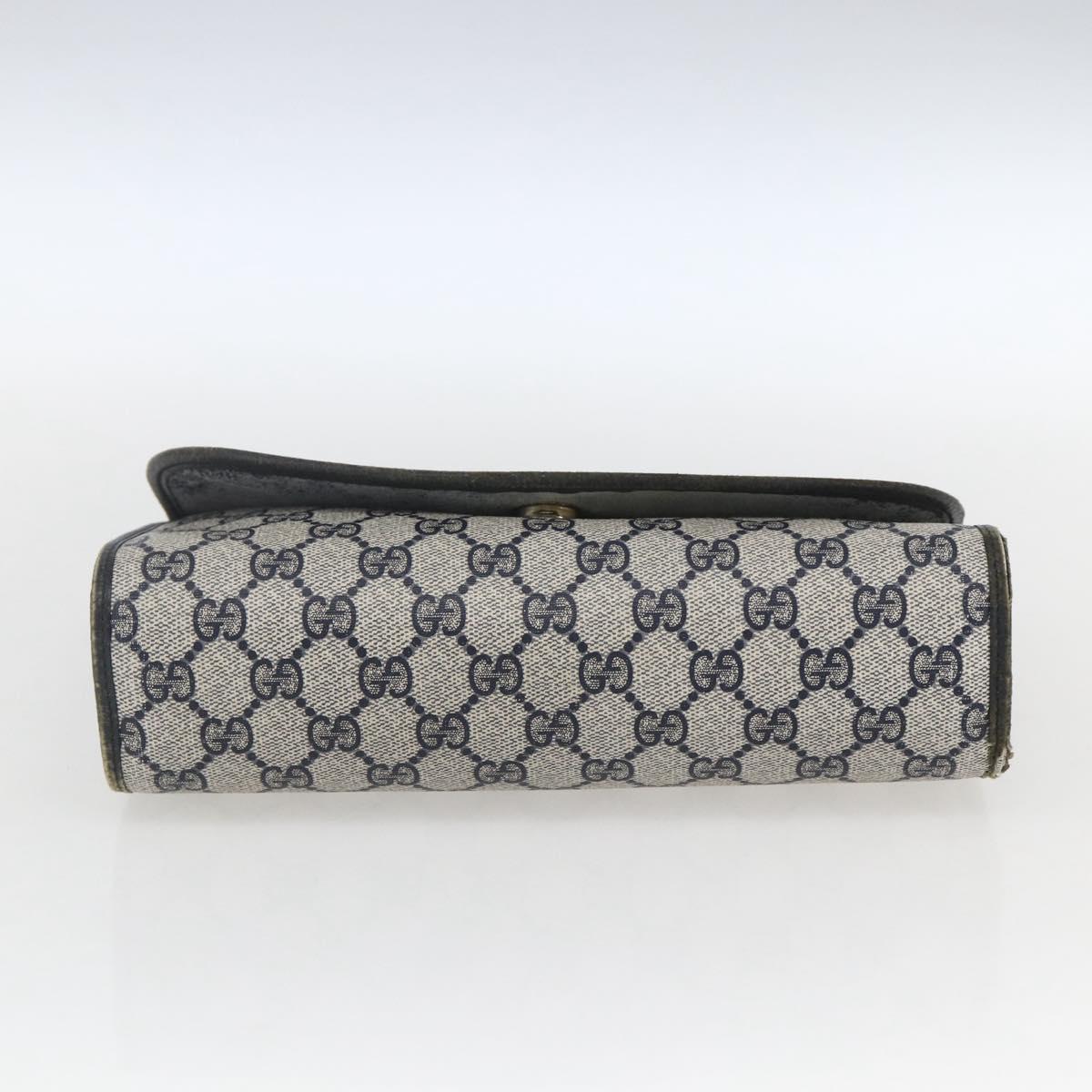 GUCCI GG Supreme Sherry Line Clutch Bag PVC Navy Gold 89 01 030 Auth 167905