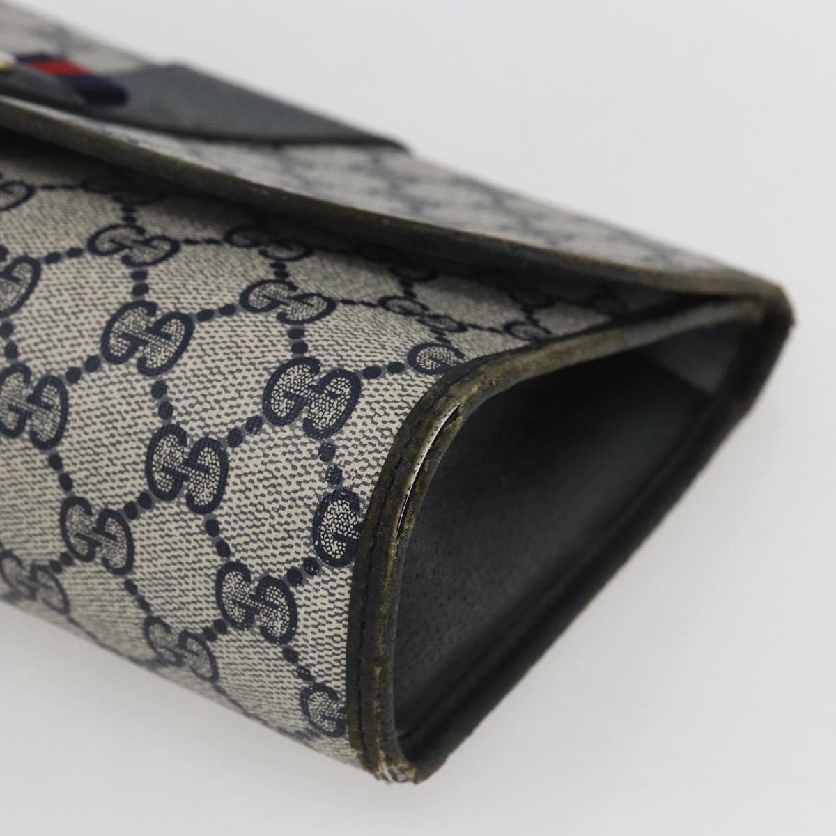 GUCCI GG Supreme Sherry Line Clutch Bag PVC Navy Gold 89 01 030 Auth 167905