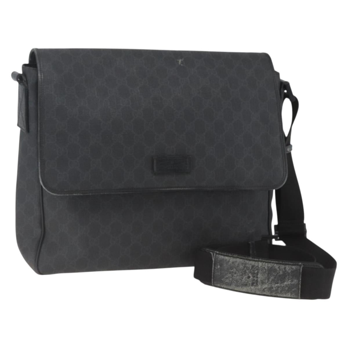 GUCCI GG Supreme Shoulder Bag PVC Black 169935 Auth 167909