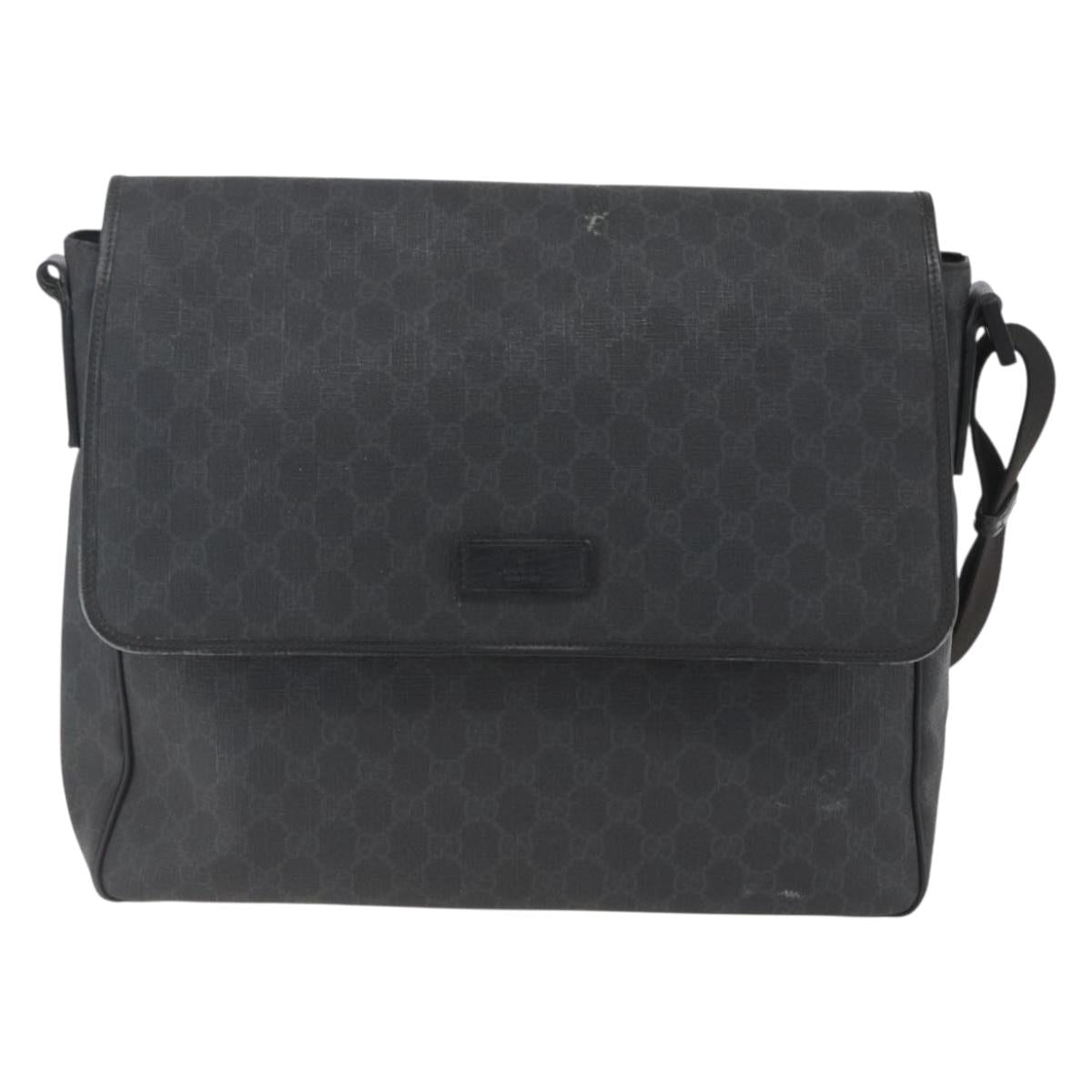 GUCCI GG Supreme Shoulder Bag PVC Black 169935 Auth 167909