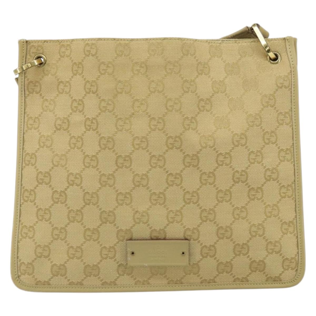 GUCCI GG Canvas Shoulder Bag Beige Gold 91762 Auth 167912