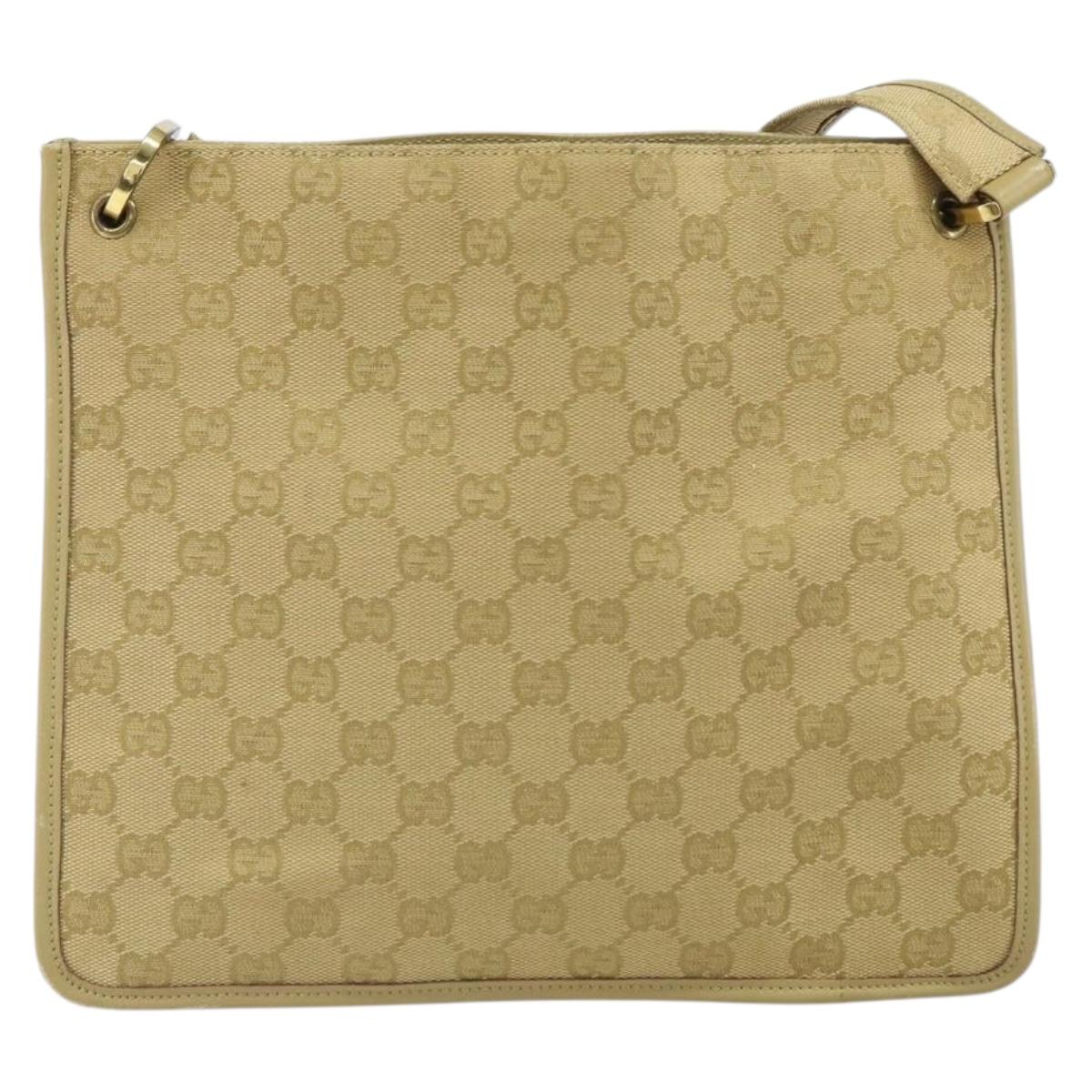 GUCCI GG Canvas Shoulder Bag Beige Gold 91762 Auth 167912